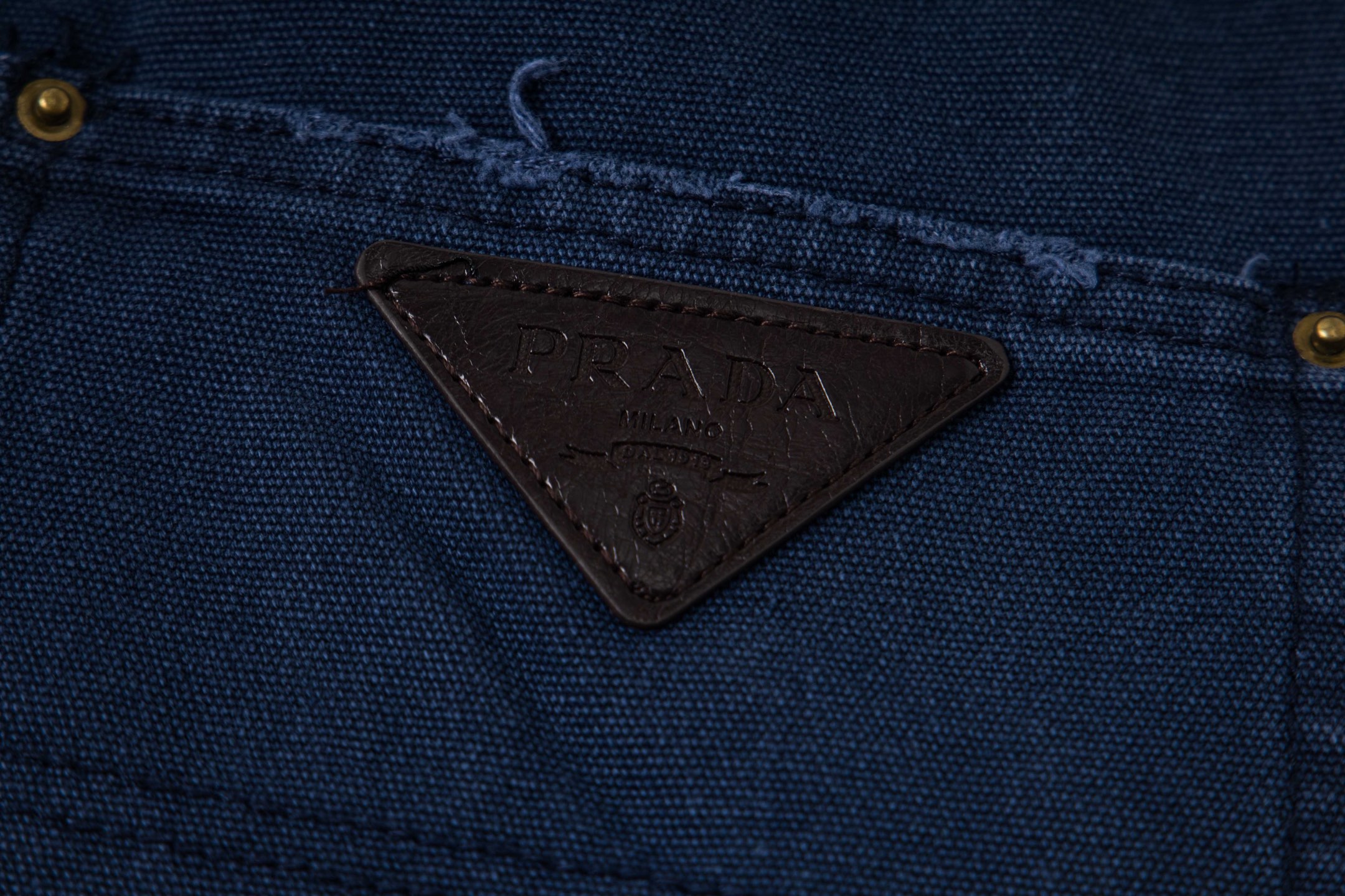 Prada/普拉达 25ss 皮标三角牛仔工装长裤