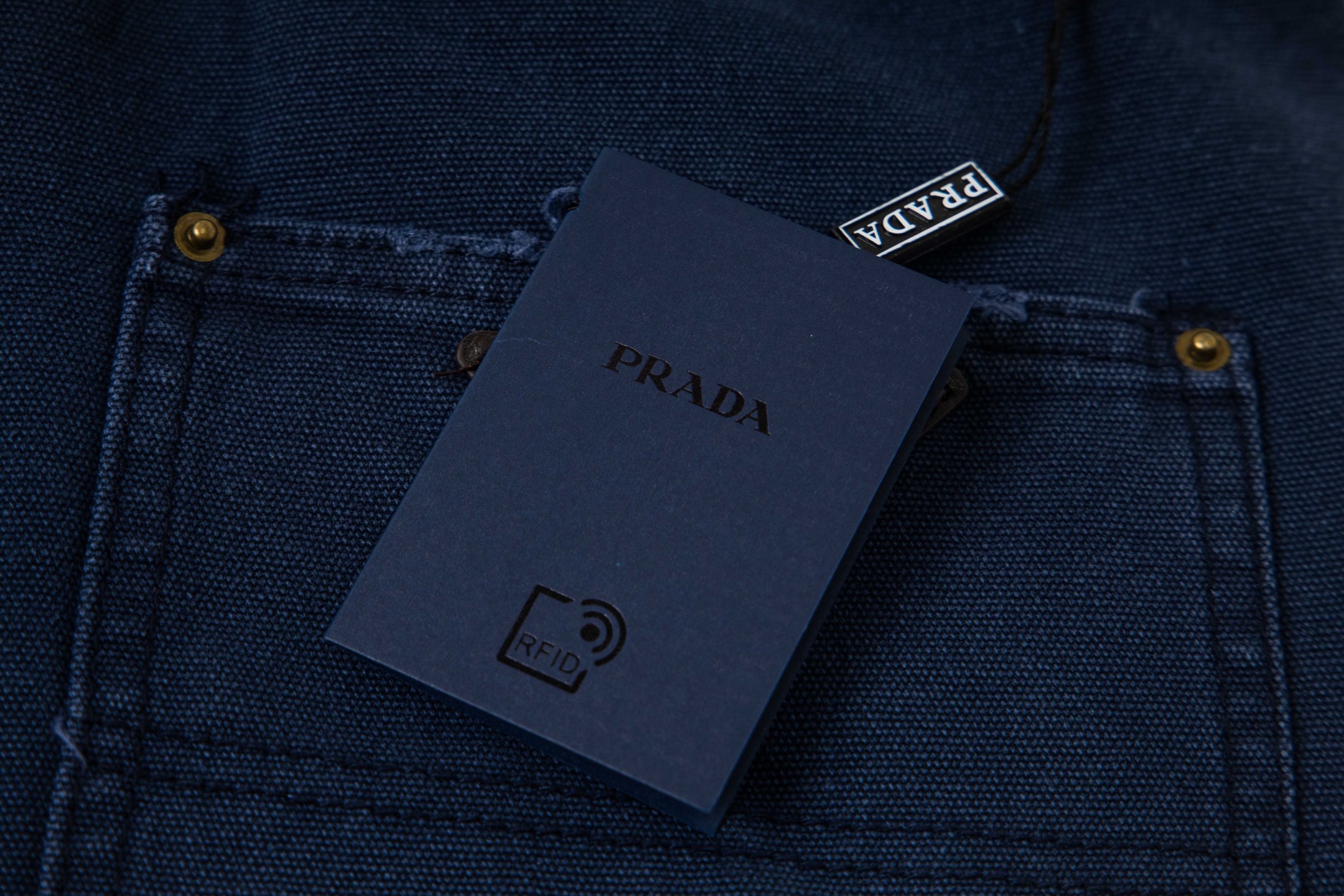 Prada/普拉达 25ss 皮标三角牛仔工装长裤