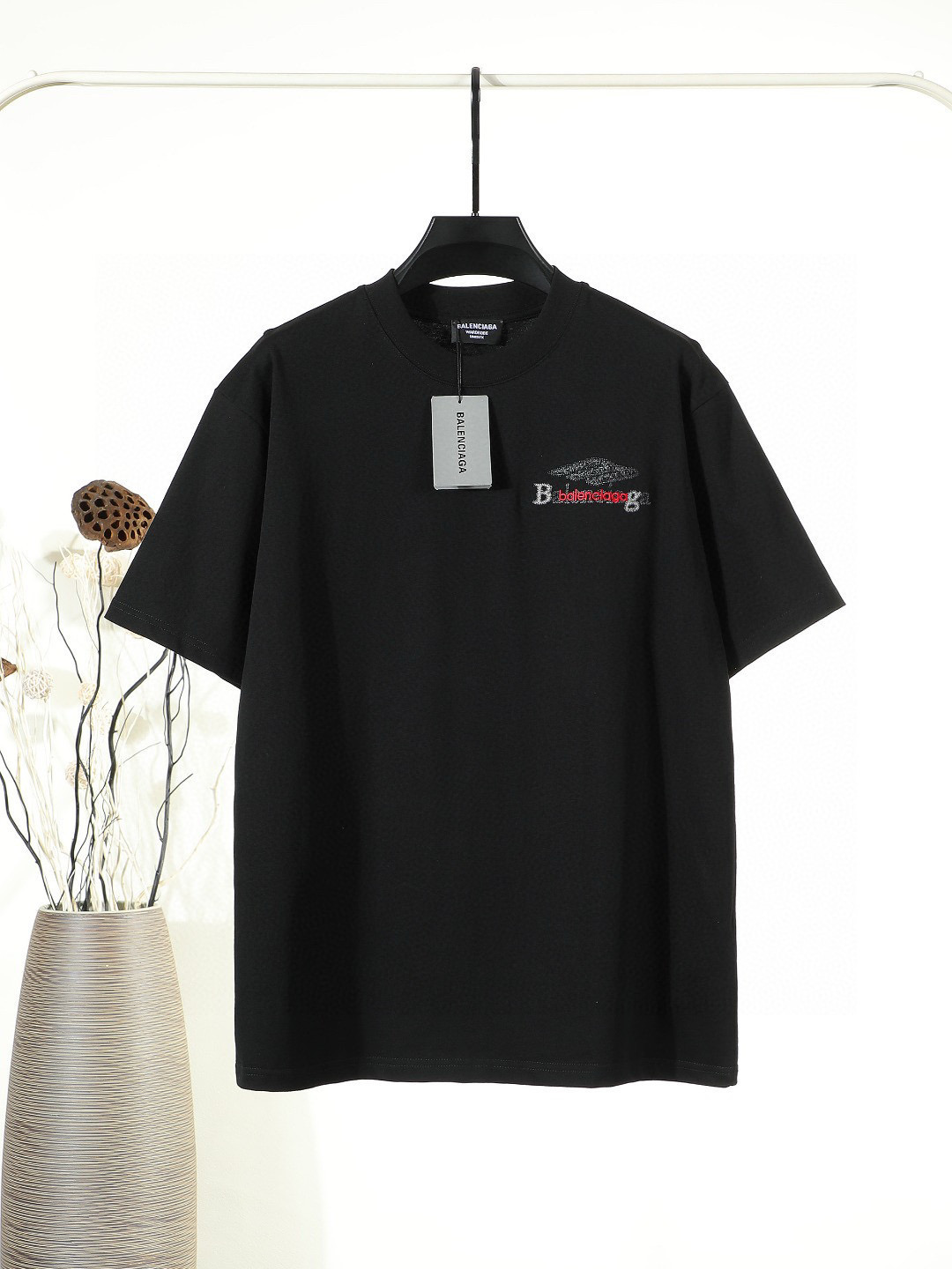 P100 BLCG Balenciaga 26ss camiseta de manga corta bordada tela: algodón 100% peinado teñido a medida de doble hilo 300g…