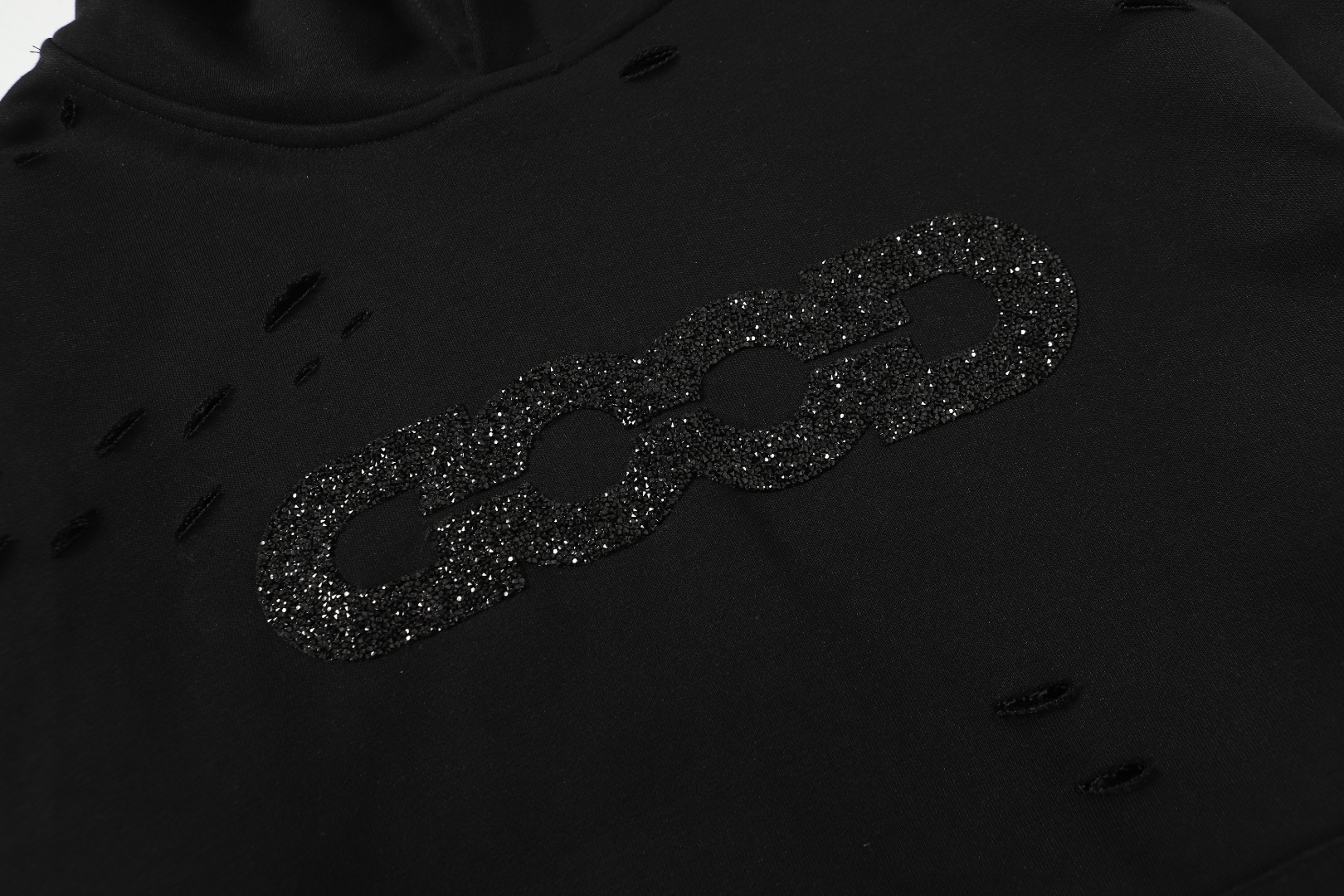 GOODBRAND 破洞碎钻重工镶钻工艺連帽衛衣