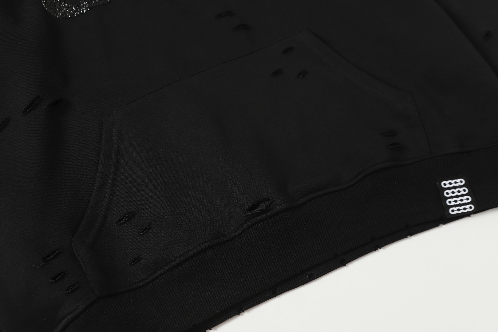 GOODBRAND 破洞碎钻重工镶钻工艺連帽衛衣