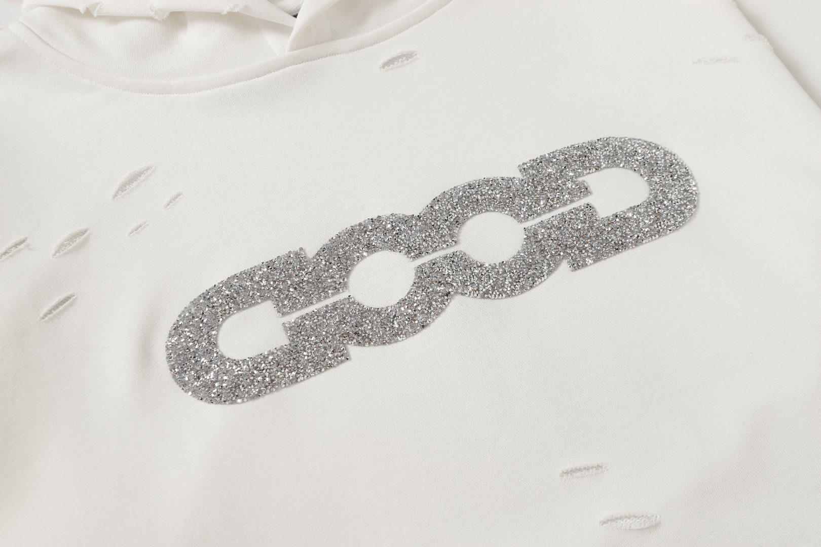 GOODBRAND 破洞碎钻重工ロゴ付きカップルフーディ