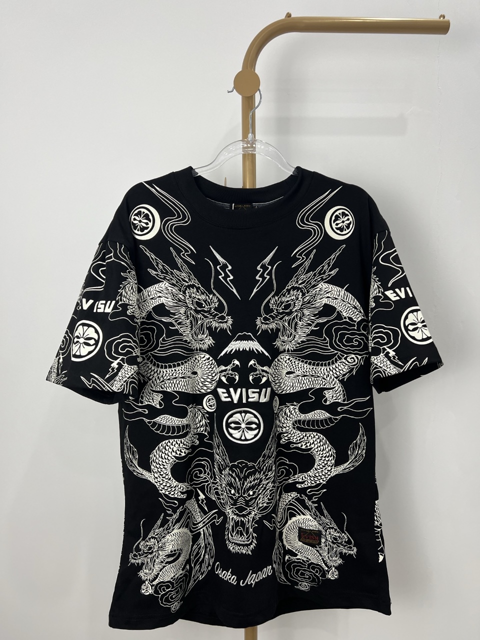 P80 [Bordado correcto, calidad superior] Camiseta de manga corta pesada EVISU Fukujin 25s con bordado de nuev…