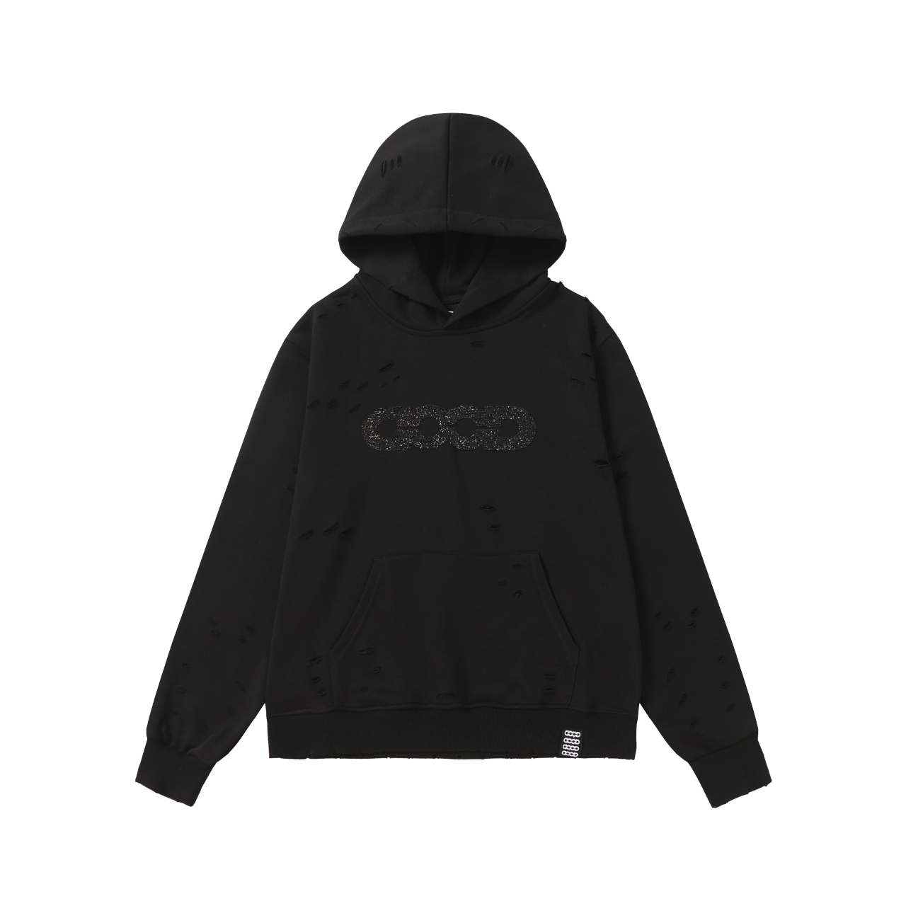 GOODBRAND 破洞碎钻重工镶钻工艺連帽衛衣