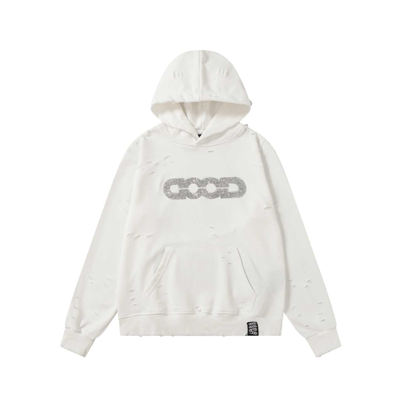 GOODBRAND 破洞碎钻重工ロゴ付きカップルフーディ