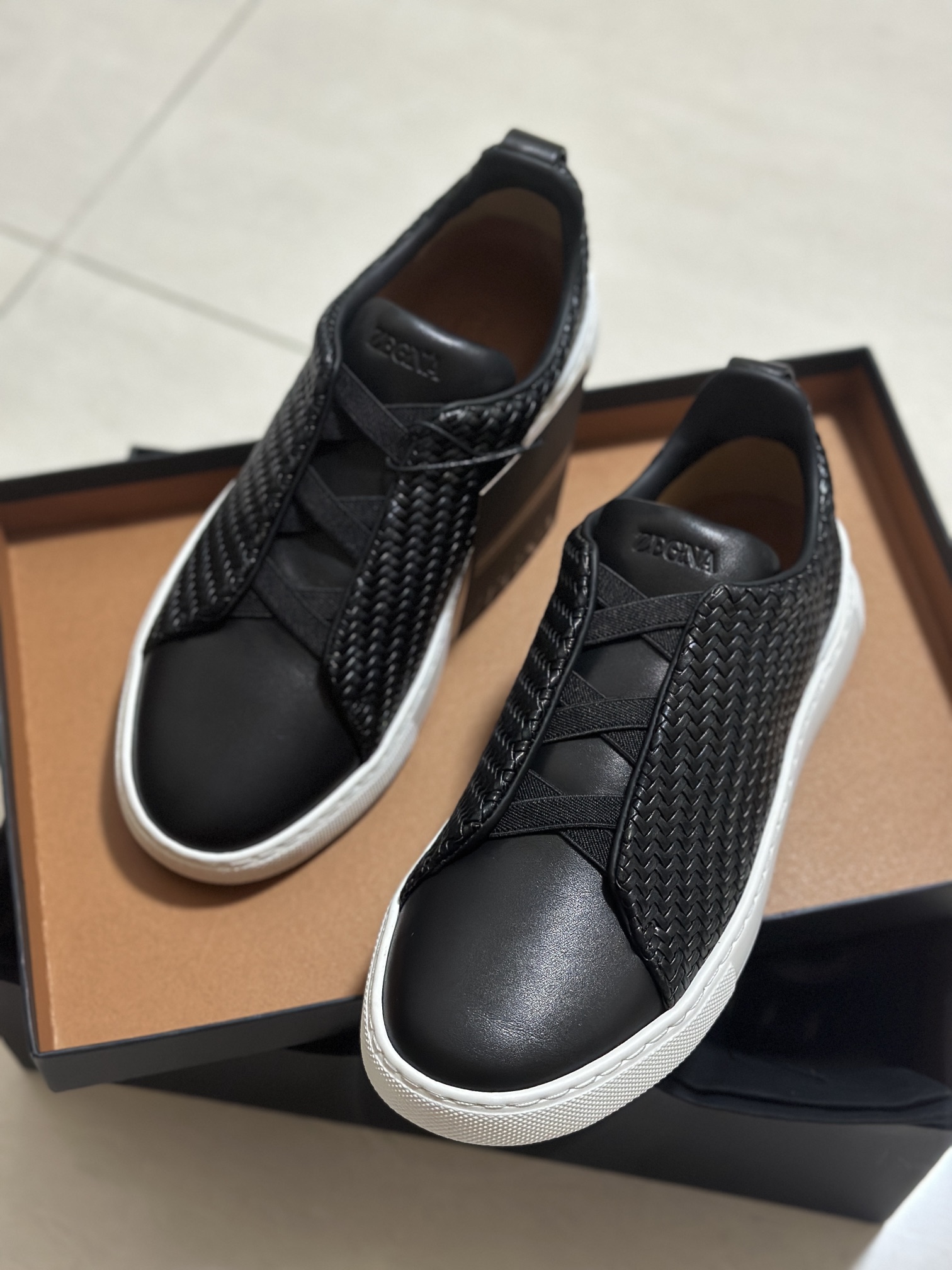 510ZEGNA/Original Ermenegildo Zegna Woven Zapatos de hombre, La zapatilla deportiva Triple Stitch es