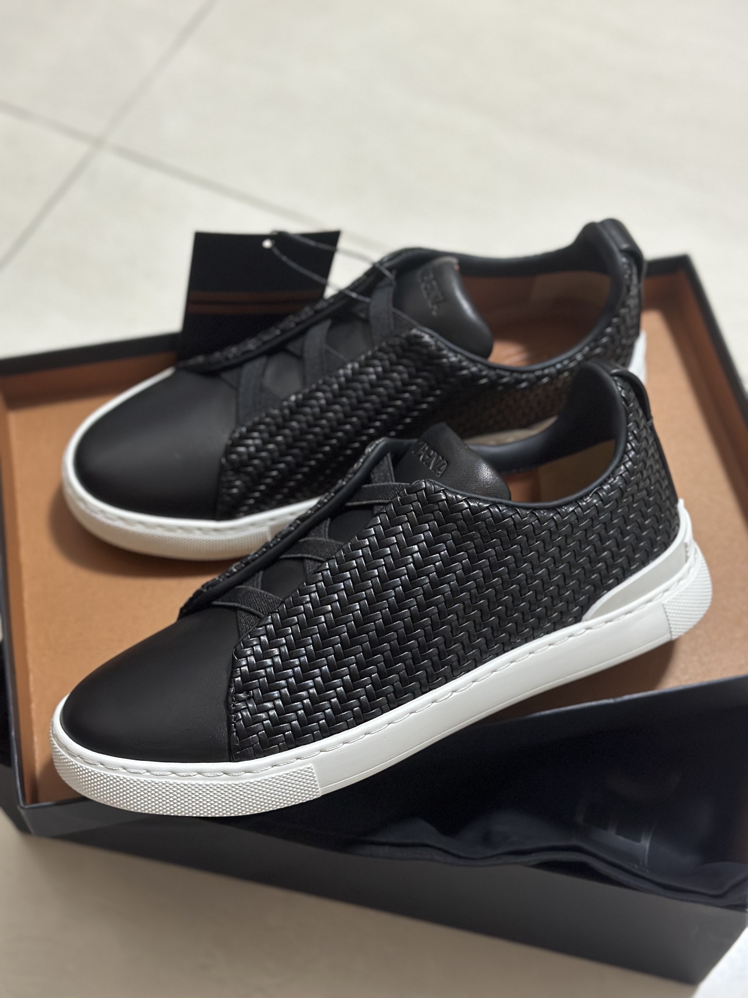 510ZEGNA/Original Ermenegildo Zegna Woven Zapatos de hombre, La zapatilla deportiva Triple Stitch es