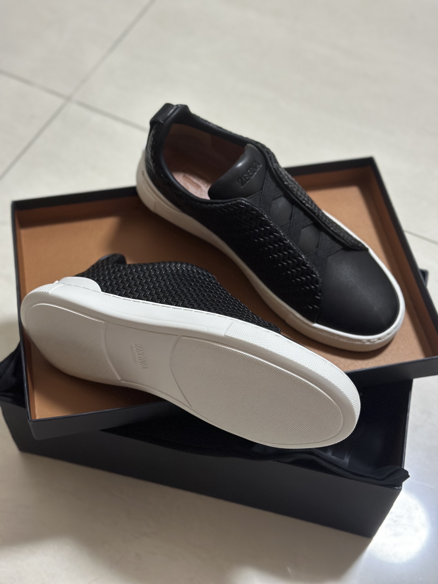 510ZEGNA/Original Ermenegildo Zegna Woven Zapatos de hombre, La zapatilla deportiva Triple Stitch es