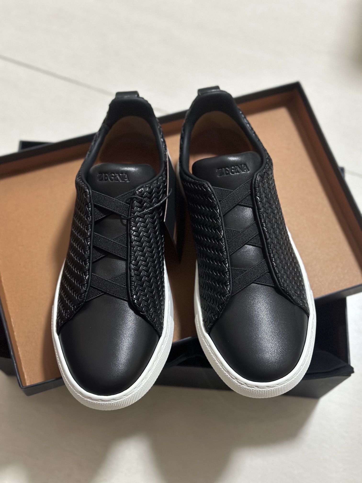 510ZEGNA/Original Ermenegildo Zegna Woven Zapatos de hombre, La zapatilla deportiva Triple Stitch es