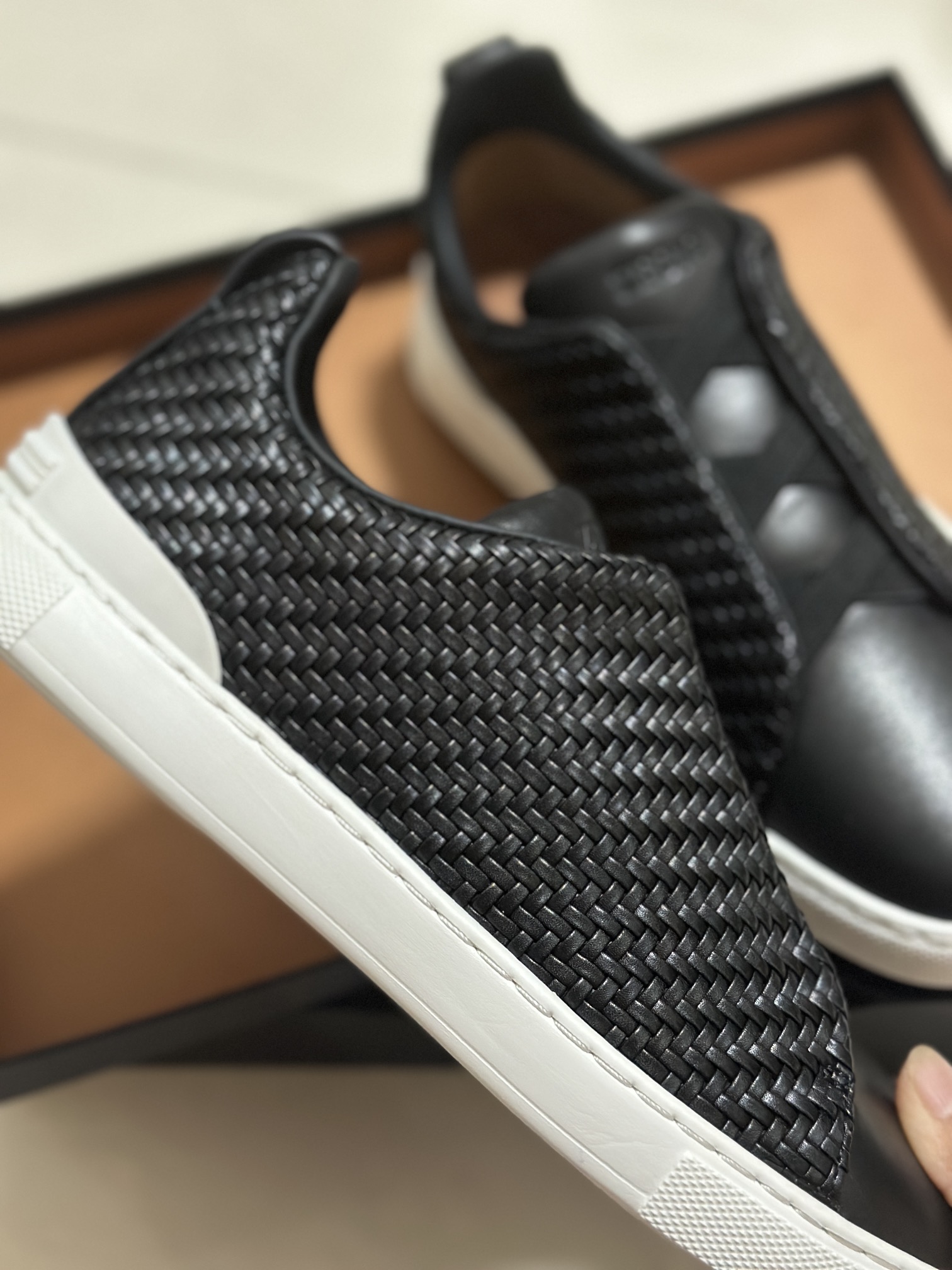 510ZEGNA/Original Ermenegildo Zegna Woven Zapatos de hombre, La zapatilla deportiva Triple Stitch es