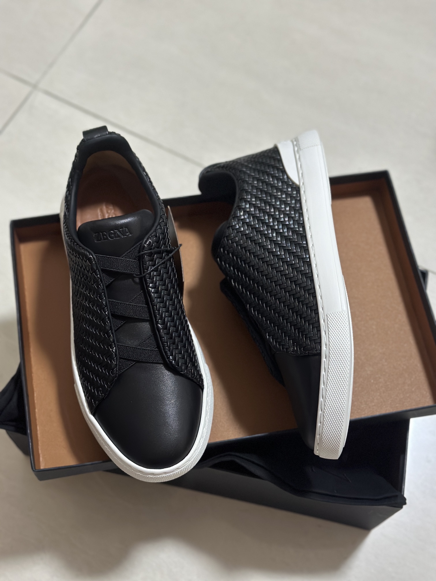 510ZEGNA/Original Ermenegildo Zegna Woven Zapatos de hombre, La zapatilla deportiva Triple Stitch es