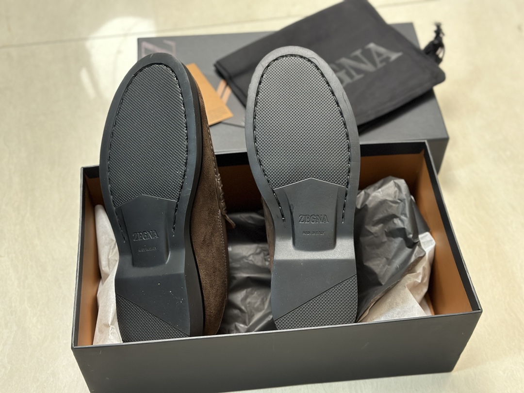 P460Ermenegildo zegna Zegna nuevo Garonne Flex zapatos de cuero de los hombres Un raro modelo slip-o