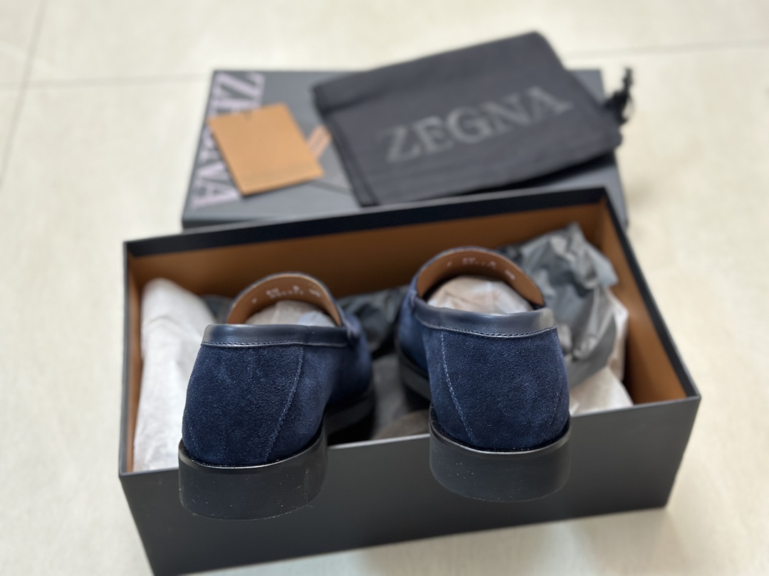 P460Ermenegildo zegna Zegna nuevo Garonne Flex zapatos de cuero de los hombres Un raro modelo slip-o