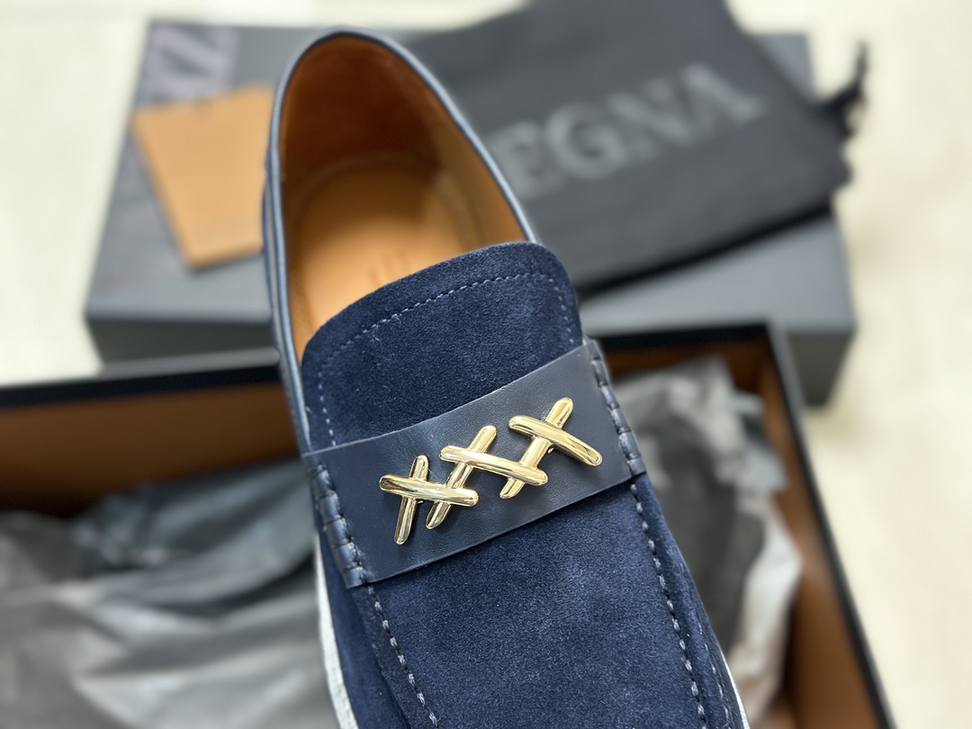 P460Ermenegildo zegna Zegna nuevo Garonne Flex zapatos de cuero de los hombres Un raro modelo slip-o