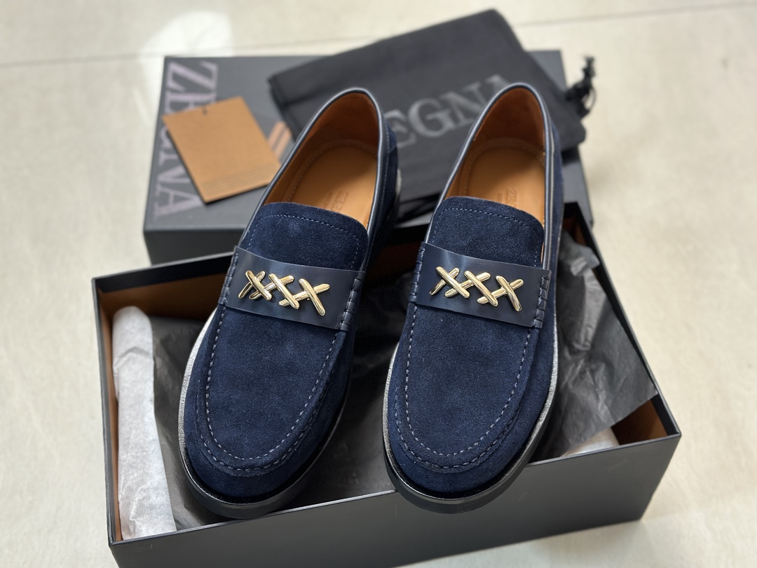 P460Ermenegildo zegna Zegna nuevo Garonne Flex zapatos de cuero de los hombres Un raro modelo slip-o