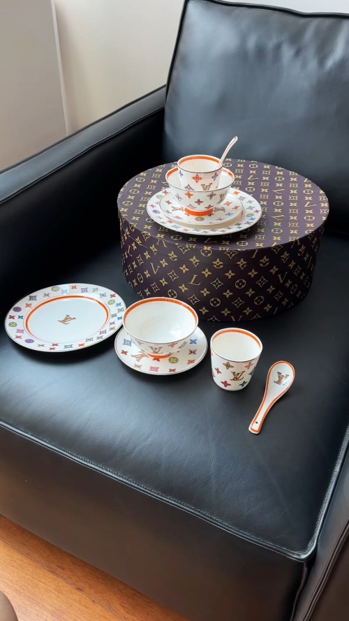 Louis Vuitton Monogram Flower Ceramic Dinnerware Set - Plates, Bowls, Cups 1 Louis Vuitton Monogram Flower Ceramic Dinnerware Set - Plates, Bowls, Cups