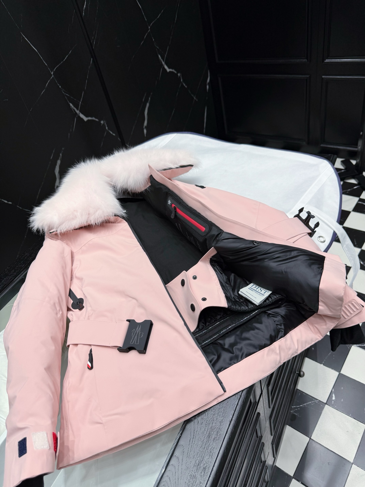 MONCLER Pink Down Ski Jacket with Fur Trim | Stylish Winter Outerwear 1 i1757610587936 3683 0 0