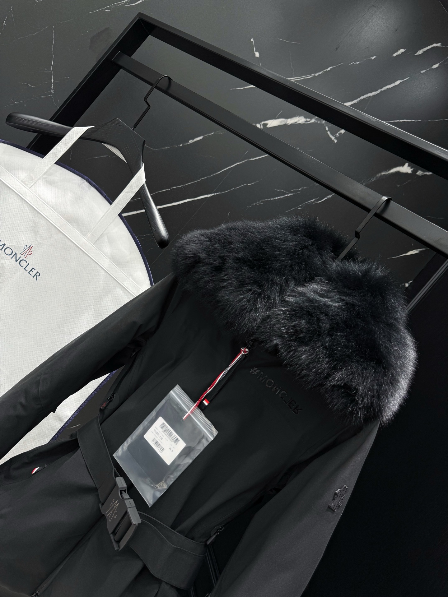 MONCLER Black Down Ski Jacket with Fur Trim and Belted Waist 4 i1757611118648 1751 0 2