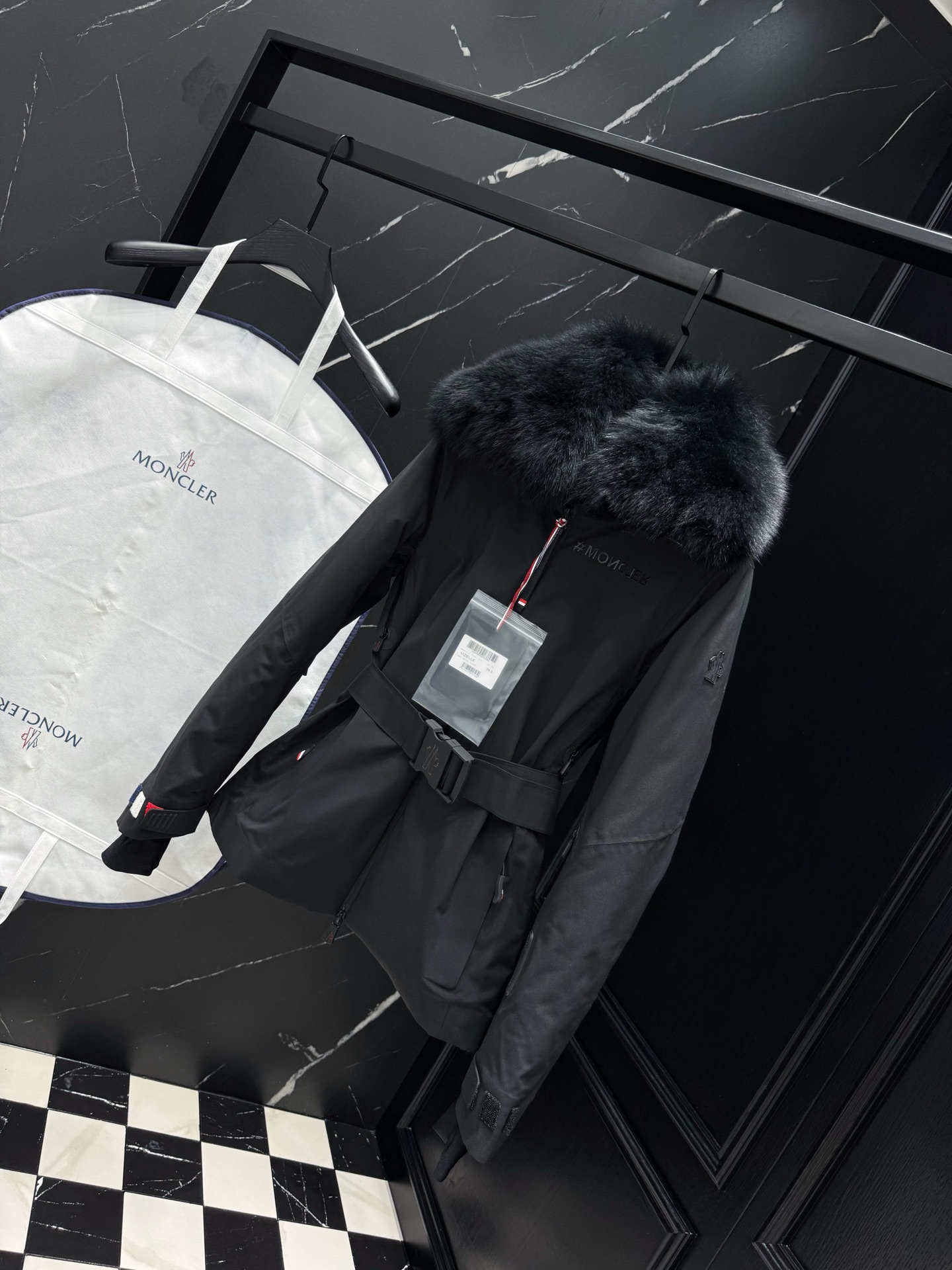 MONCLER Black Down Ski Jacket with Fur Trim and Belted Waist 3 i1757611119963 7091 0 1