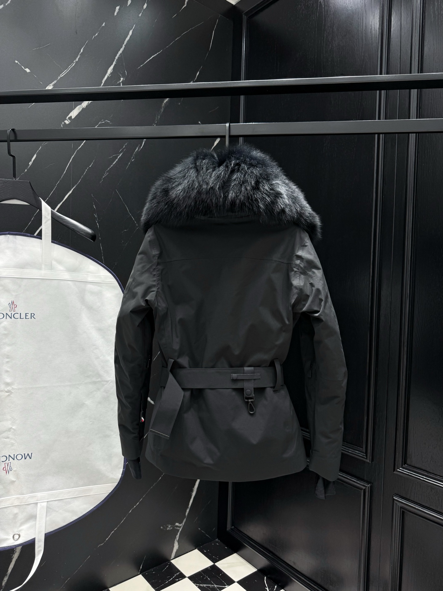 MONCLER Black Down Ski Jacket with Fur Trim and Belted Waist 7 i1757611119985 4662 0 5
