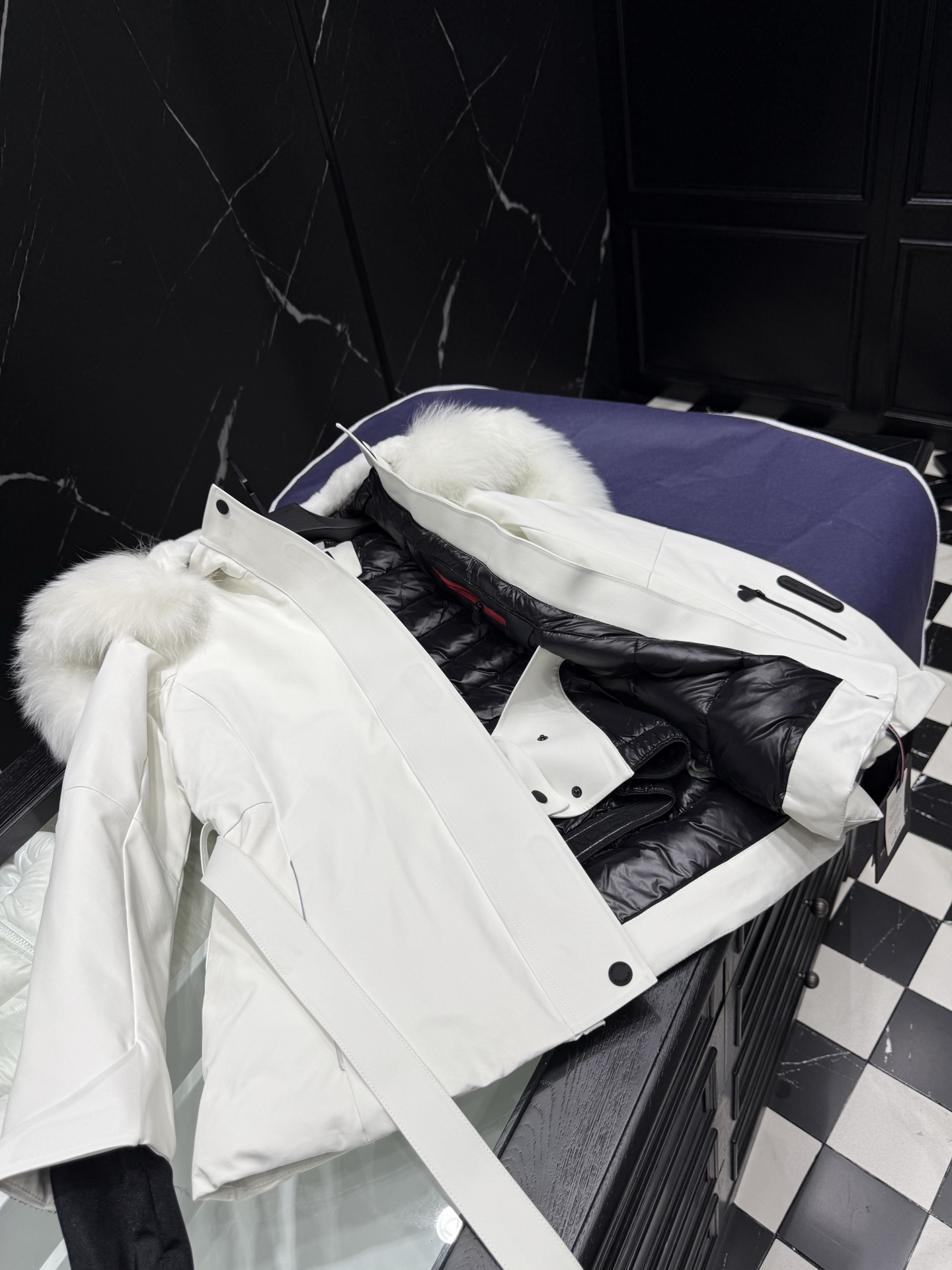 Moncler Stylish White Down Coat with Fur Trim - Winter Essential