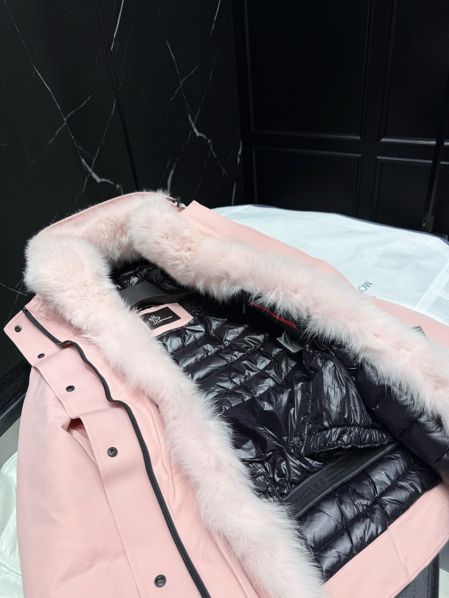 MONCLER Pink Down Jacket with Fur Trim - Stylish & Warm Outerwear 6 i1757945453595 8333 0 4