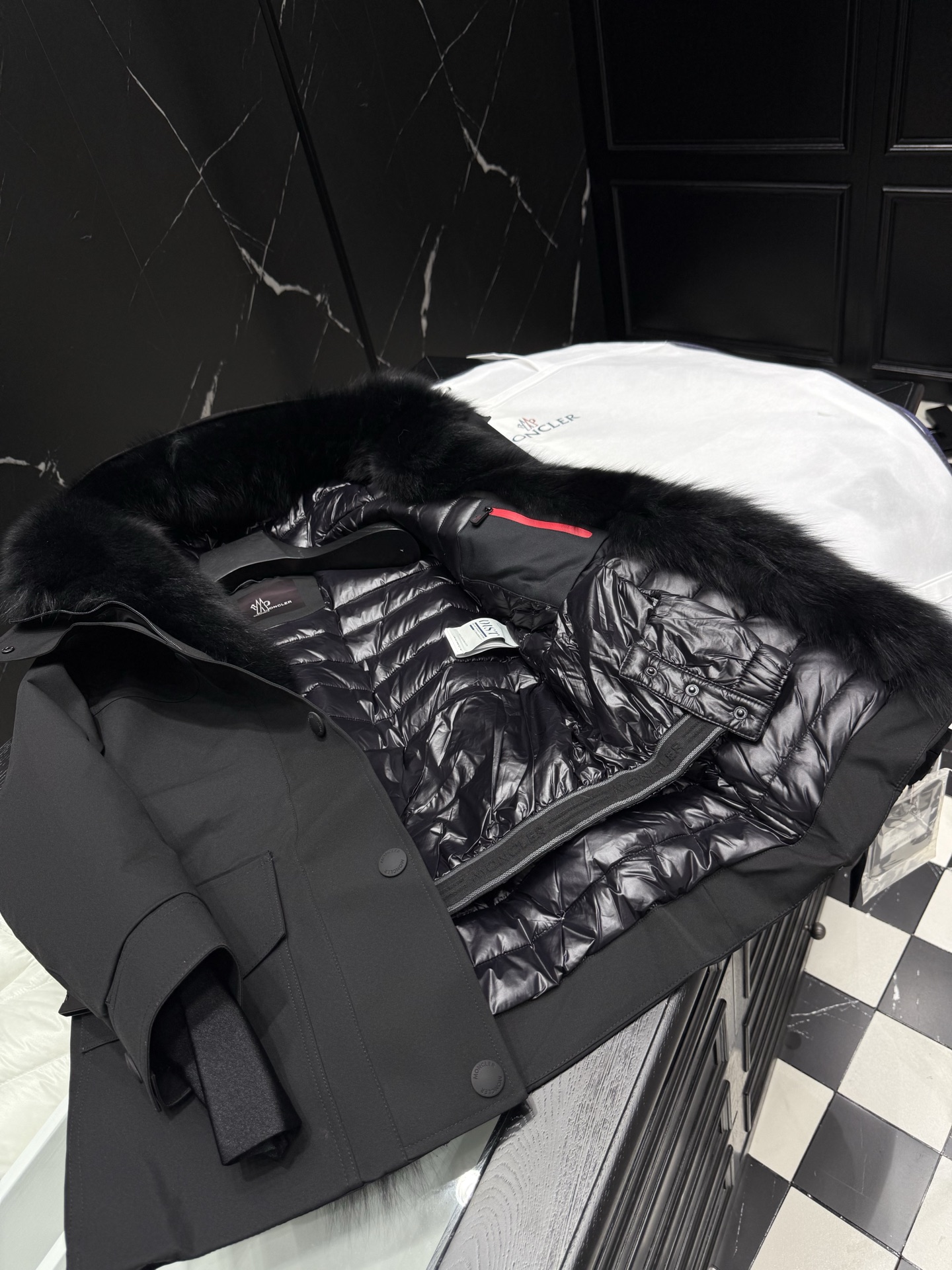 MONCLER Women's Black Down Jacket with Fur Trim - Stylish and Warm 4 i1757946157196 9644 0 2