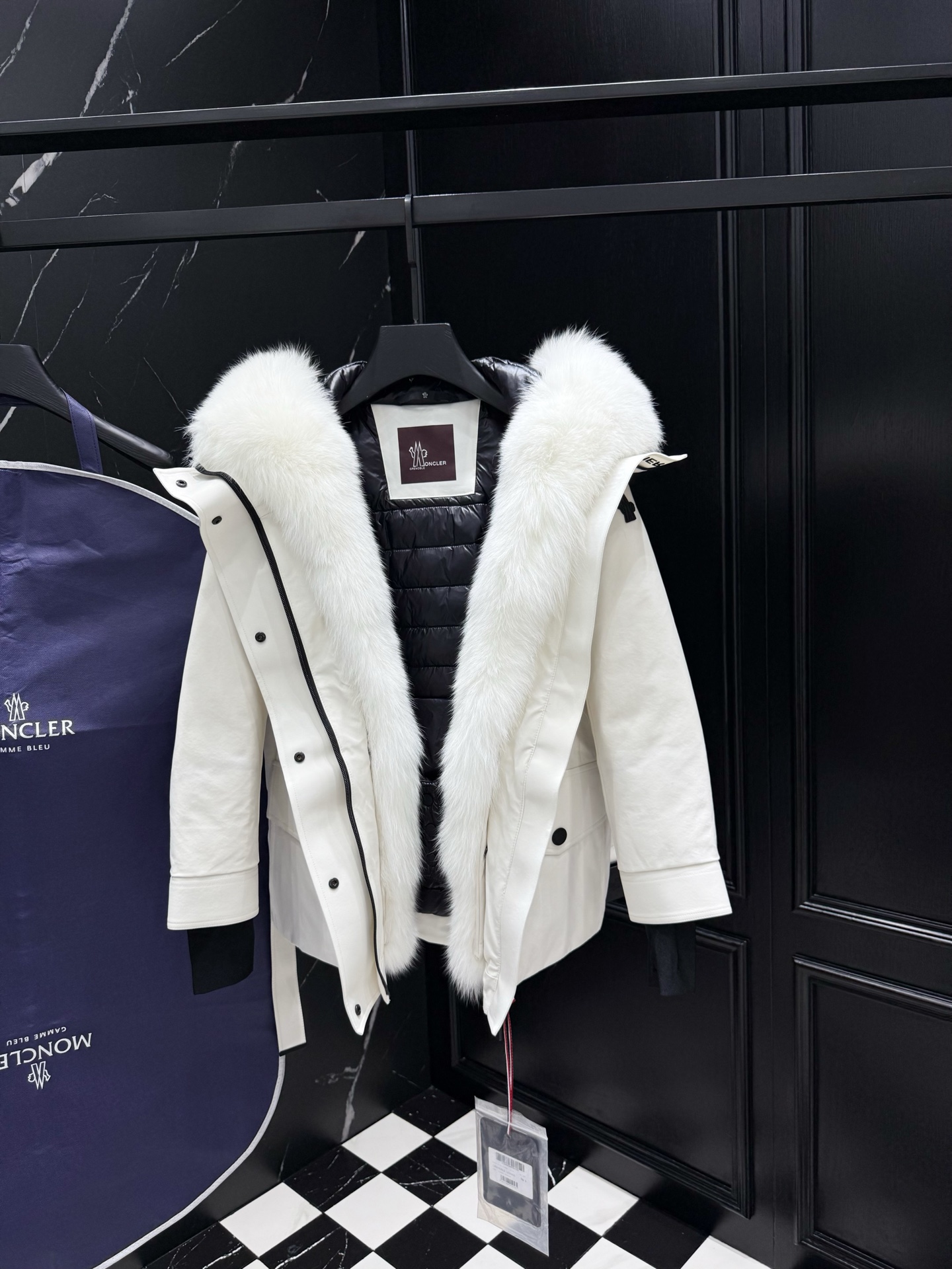 MONCLER Women's White Down Padded Belted Fur Hood Coat 5 i1757946520161 1026 0 3