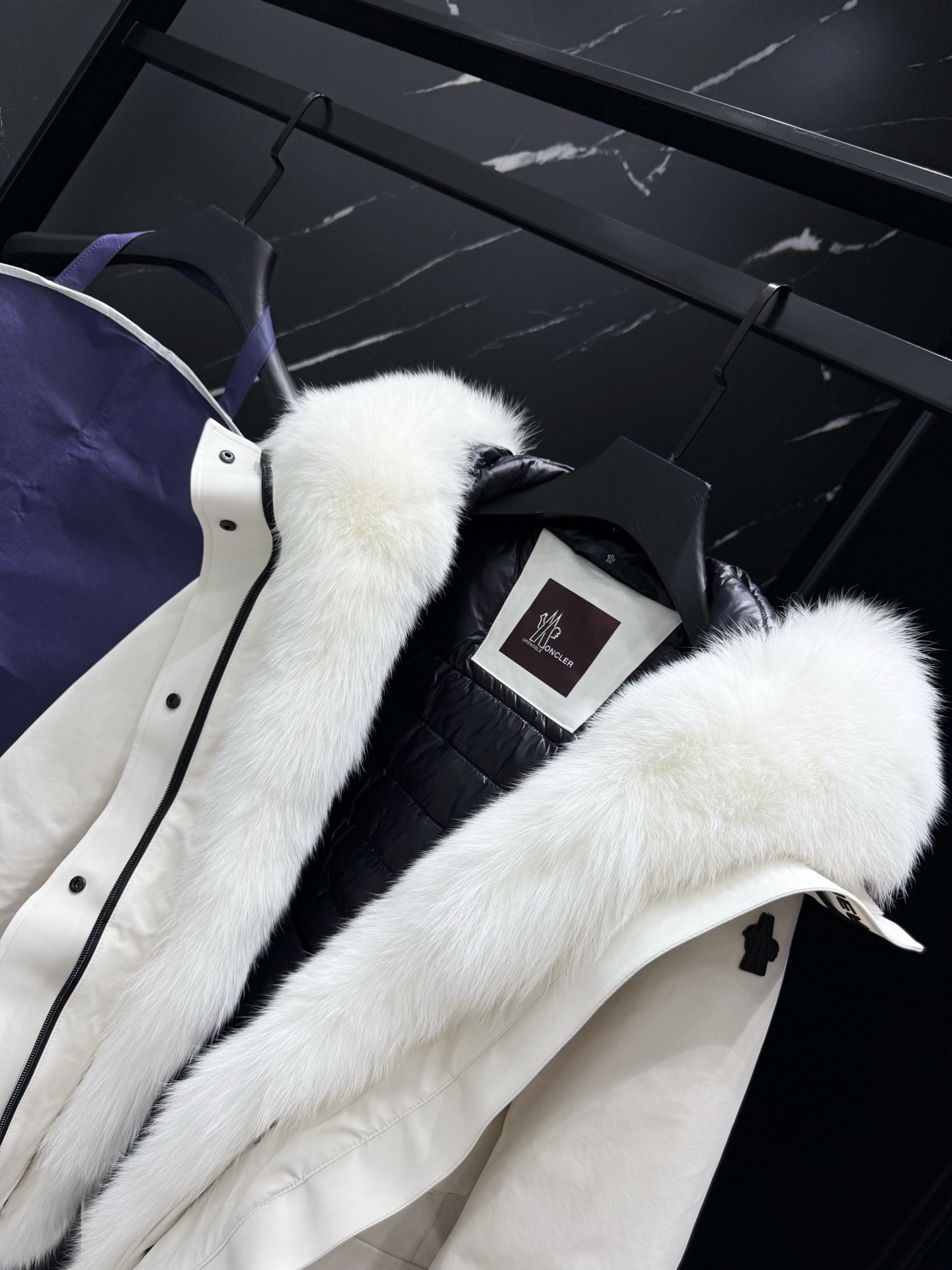 MONCLER Women's White Down Padded Belted Fur Hood Coat 7 i1757946520243 8078 0 5