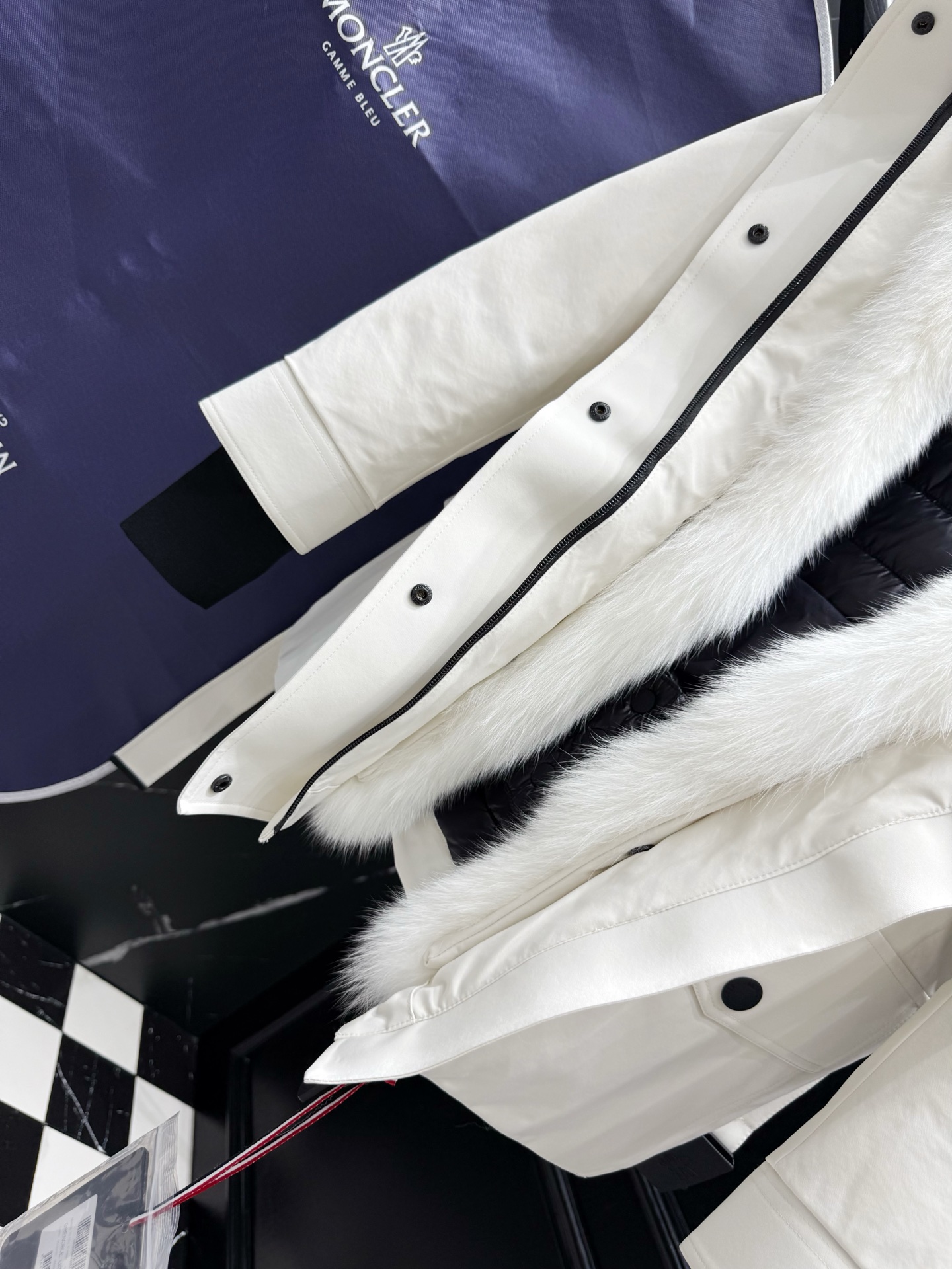 MONCLER Women's White Down Padded Belted Fur Hood Coat 8 i1757946520249 3980 0 6