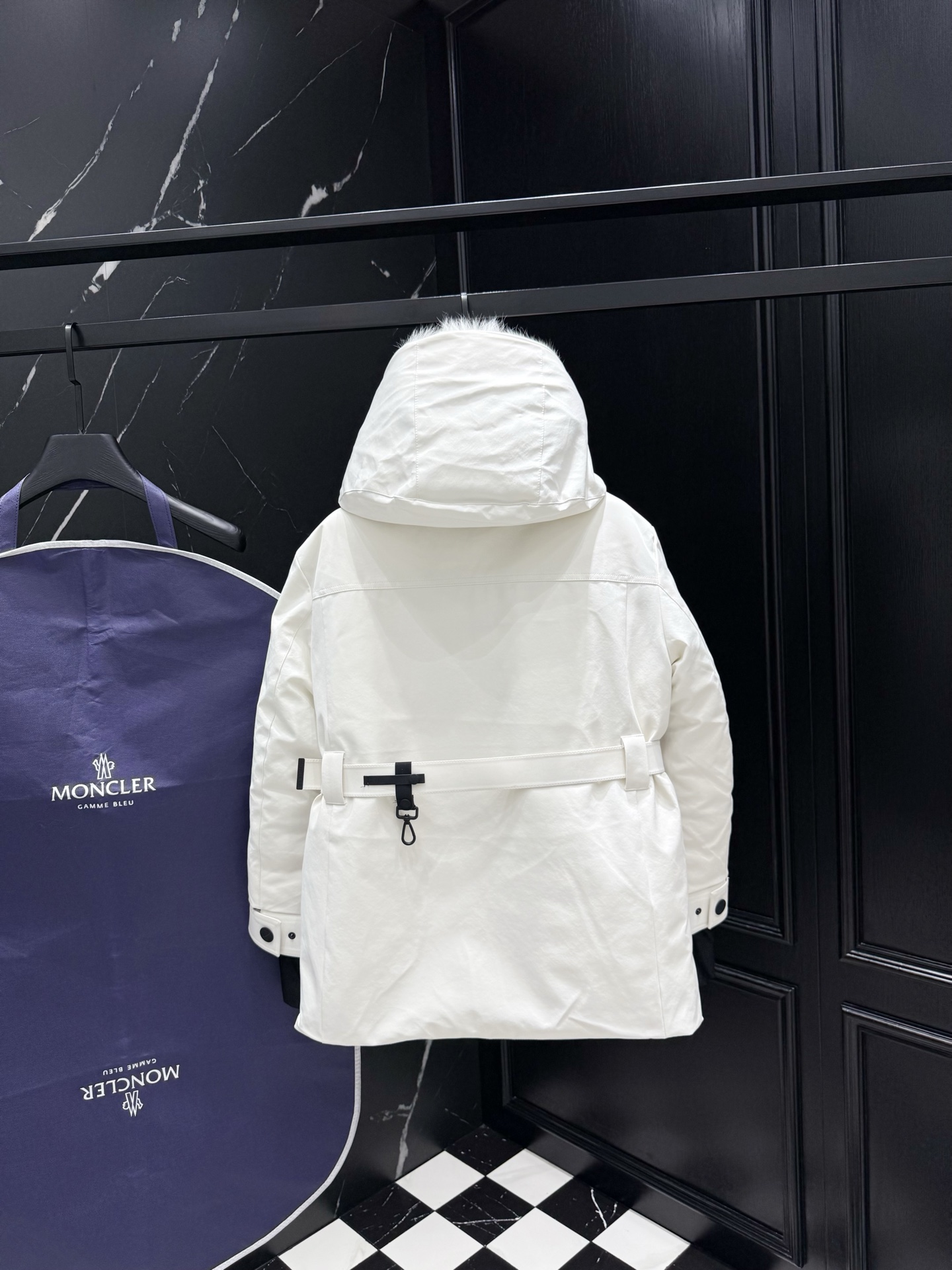 MONCLER Women's White Down Padded Belted Fur Hood Coat 10 i1757946521664 9727 0 8