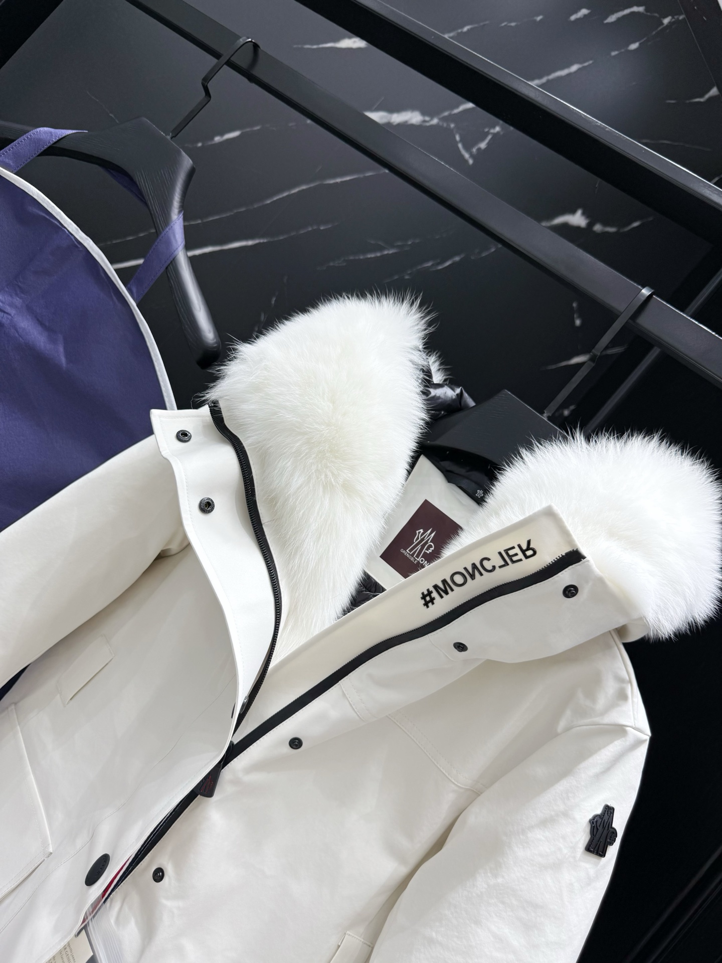 MONCLER Women's White Down Padded Belted Fur Hood Coat 4 i1757946521682 5909 0 2