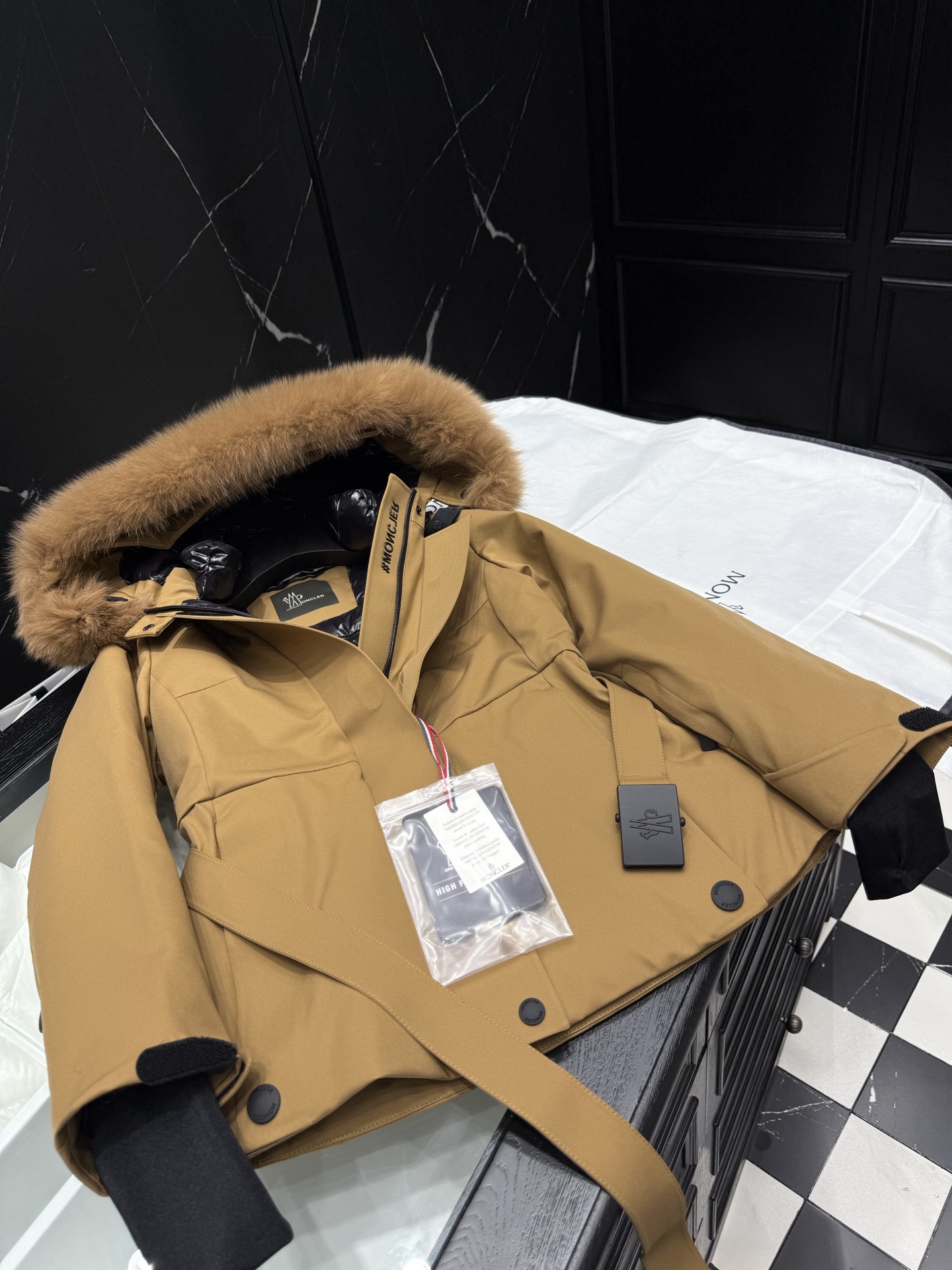 MONCLER Belted Down Jacket with Fur Hood | Stylish & Warm Outerwear 4 i1758036485409 5205 0 3