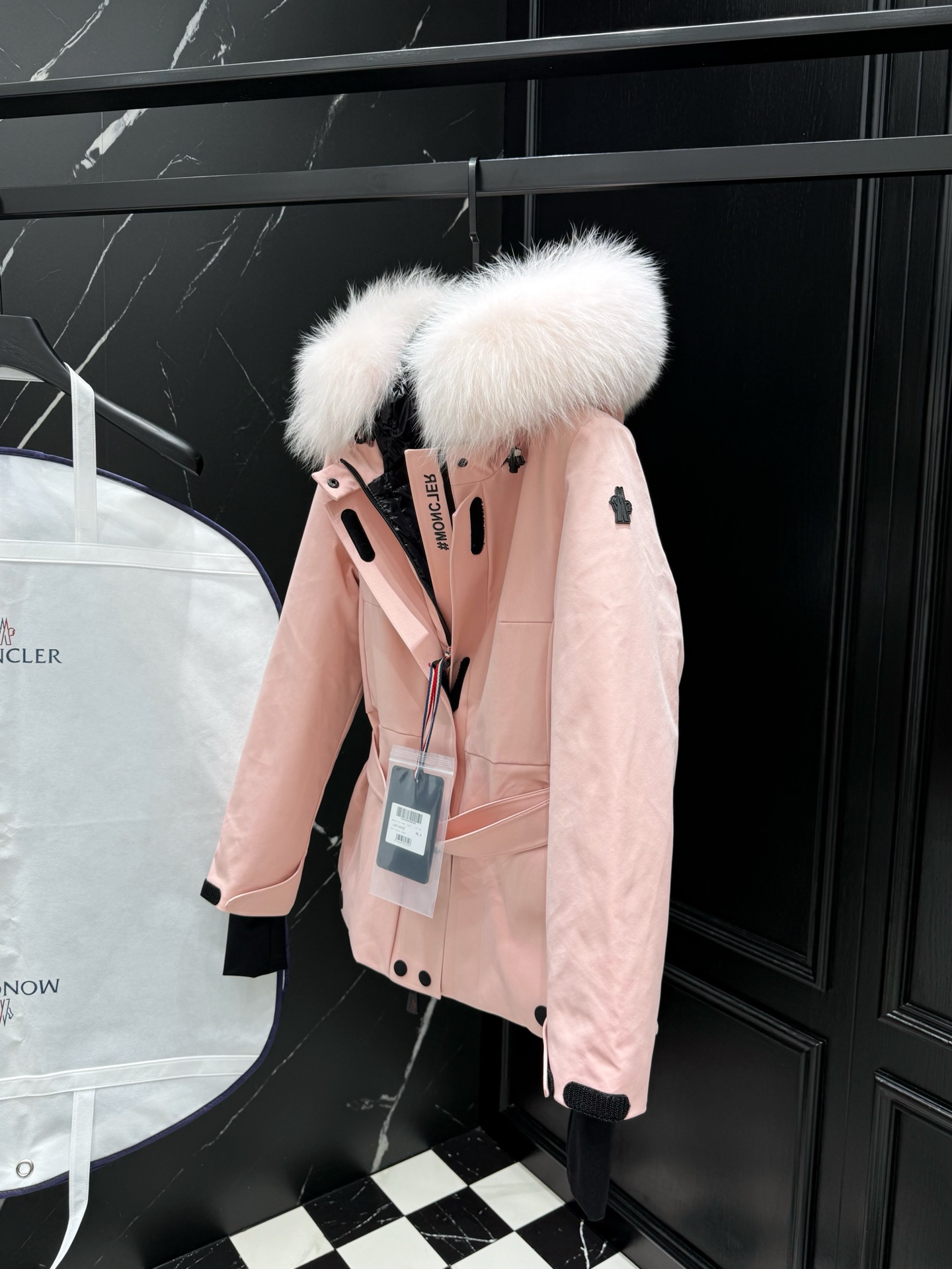 MONCLER Pink Down Ski Jacket with Fur Hood and Belted Waist - Stylish Warmth 8 i1758036789070 3470 0 6