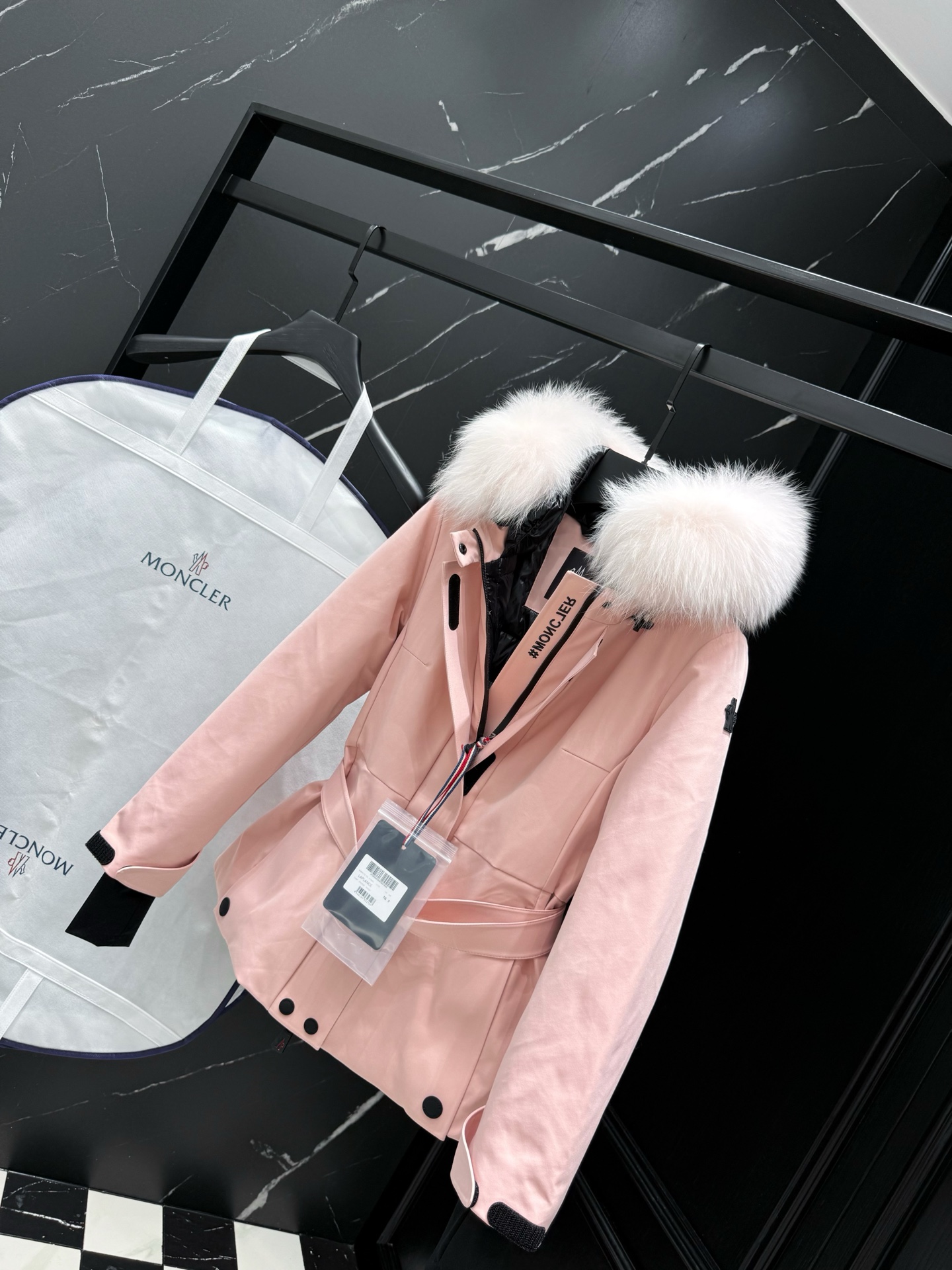MONCLER Pink Down Ski Jacket with Fur Hood and Belted Waist - Stylish Warmth 7 i1758036789970 3968 0 5