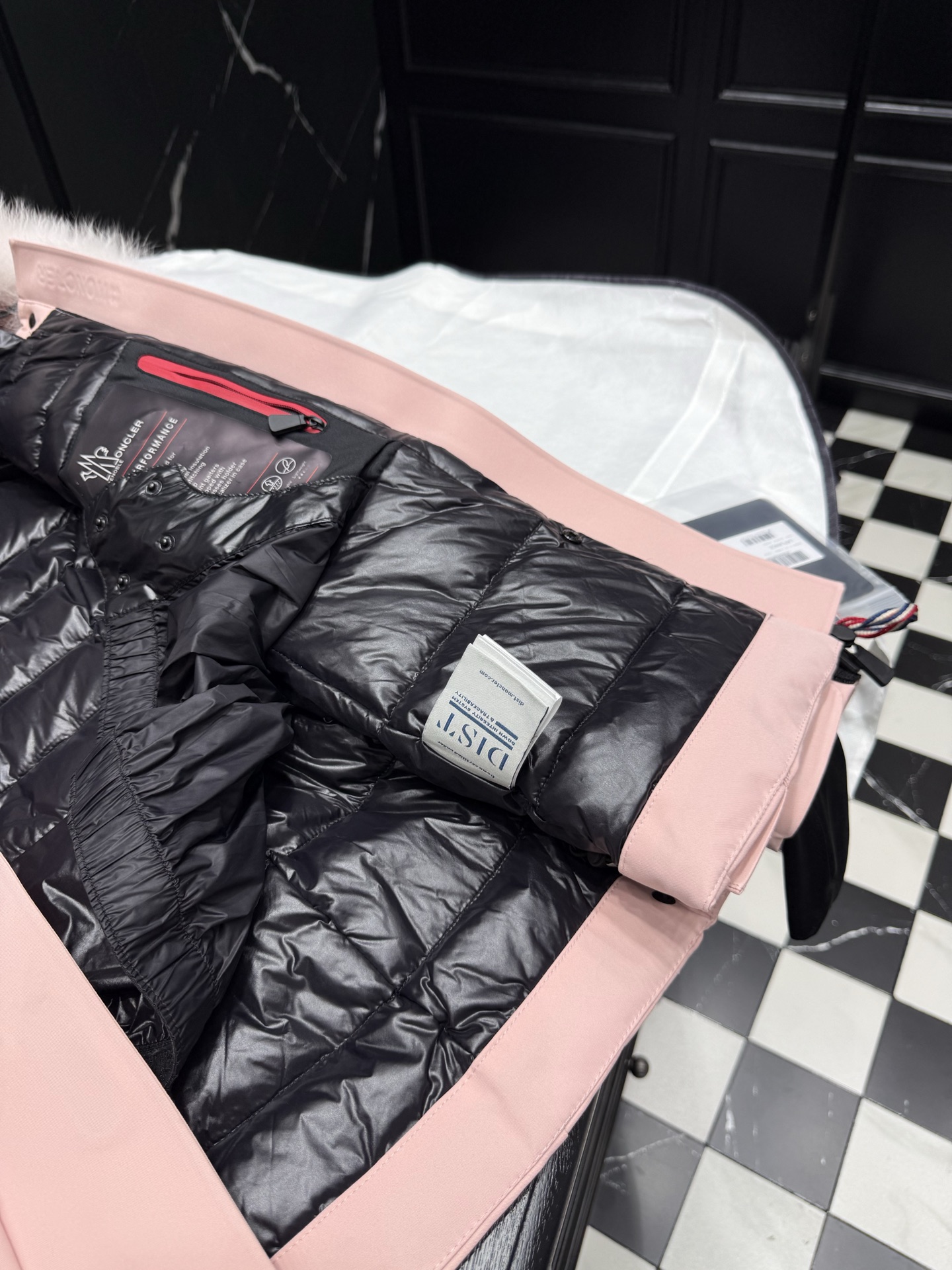 MONCLER Pink Down Jacket with Fur Hood Belted Waist Winter Coat 9 i1758036824823 2978 0 7