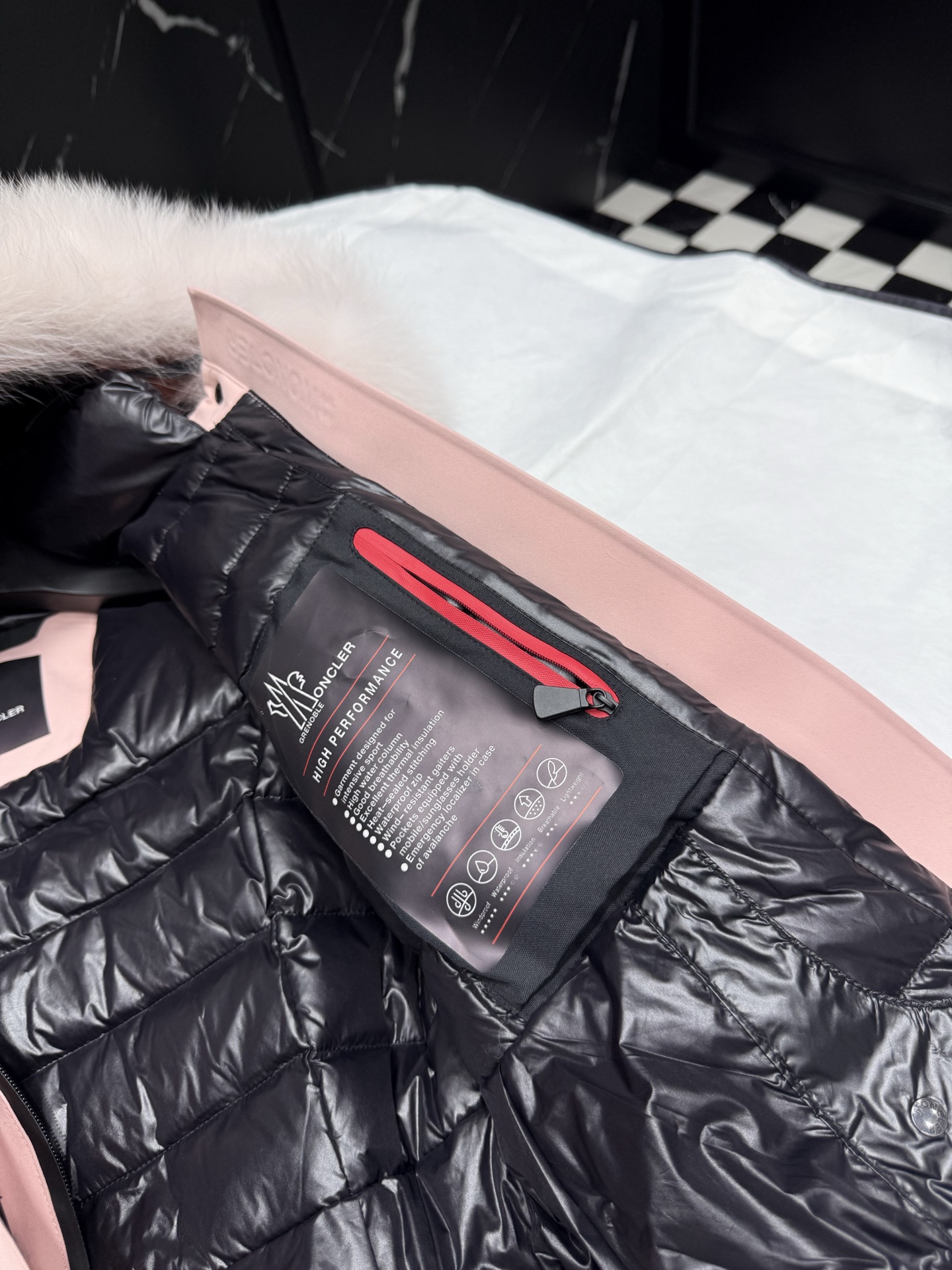 MONCLER Pink Down Jacket with Fur Hood Belted Waist Winter Coat 7 i1758036826087 4003 0 5
