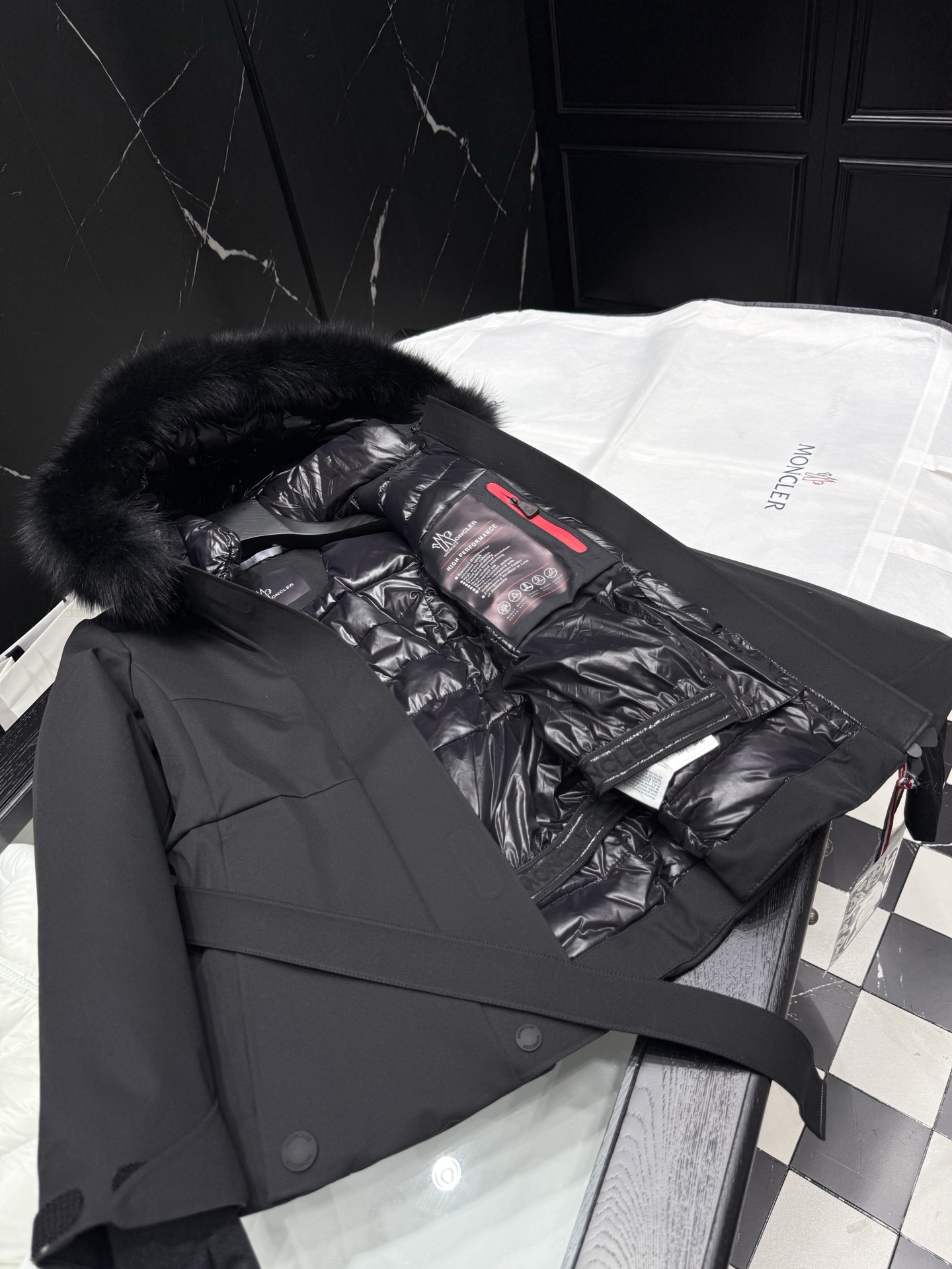 MONCLER Women's Black Down Jacket with Fur Trim - Stylish & Warm 1 i1758037505224 3444 0 0