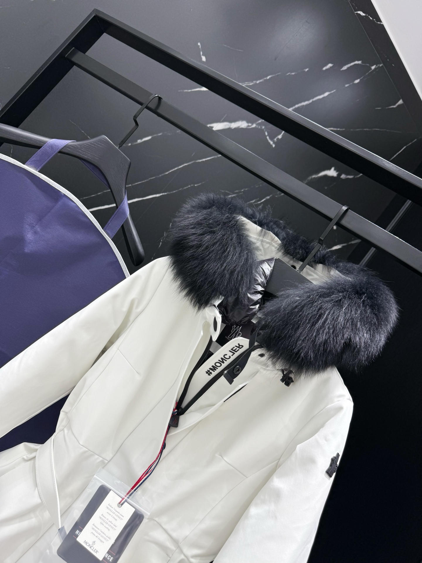 MONCLER White Down Padded Belted Jacket with Fur Hood - Stylish & Warm 8 i1758037763629 1308 0 6