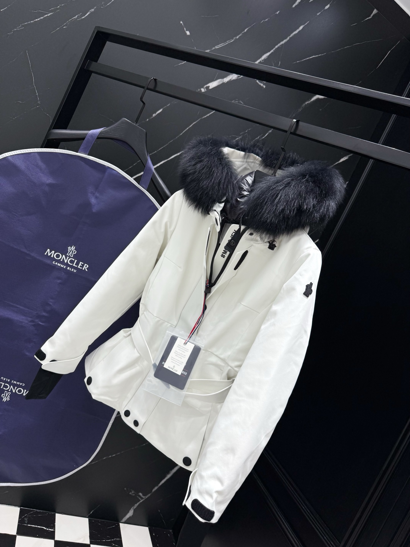 MONCLER White Down Padded Belted Jacket with Fur Hood - Stylish & Warm 7 i1758037763642 1664 0 5