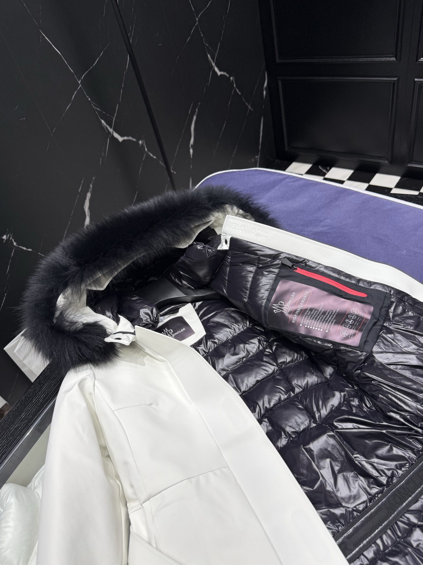 MONCLER White Down Padded Belted Jacket with Fur Hood 3 i1758037824375 5510 0 1