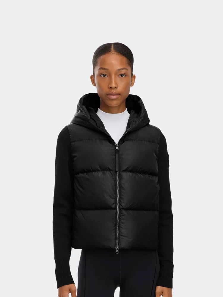 Moncler Black Padded Wool Cropped Jacket | Stylish and Comfortable for Women