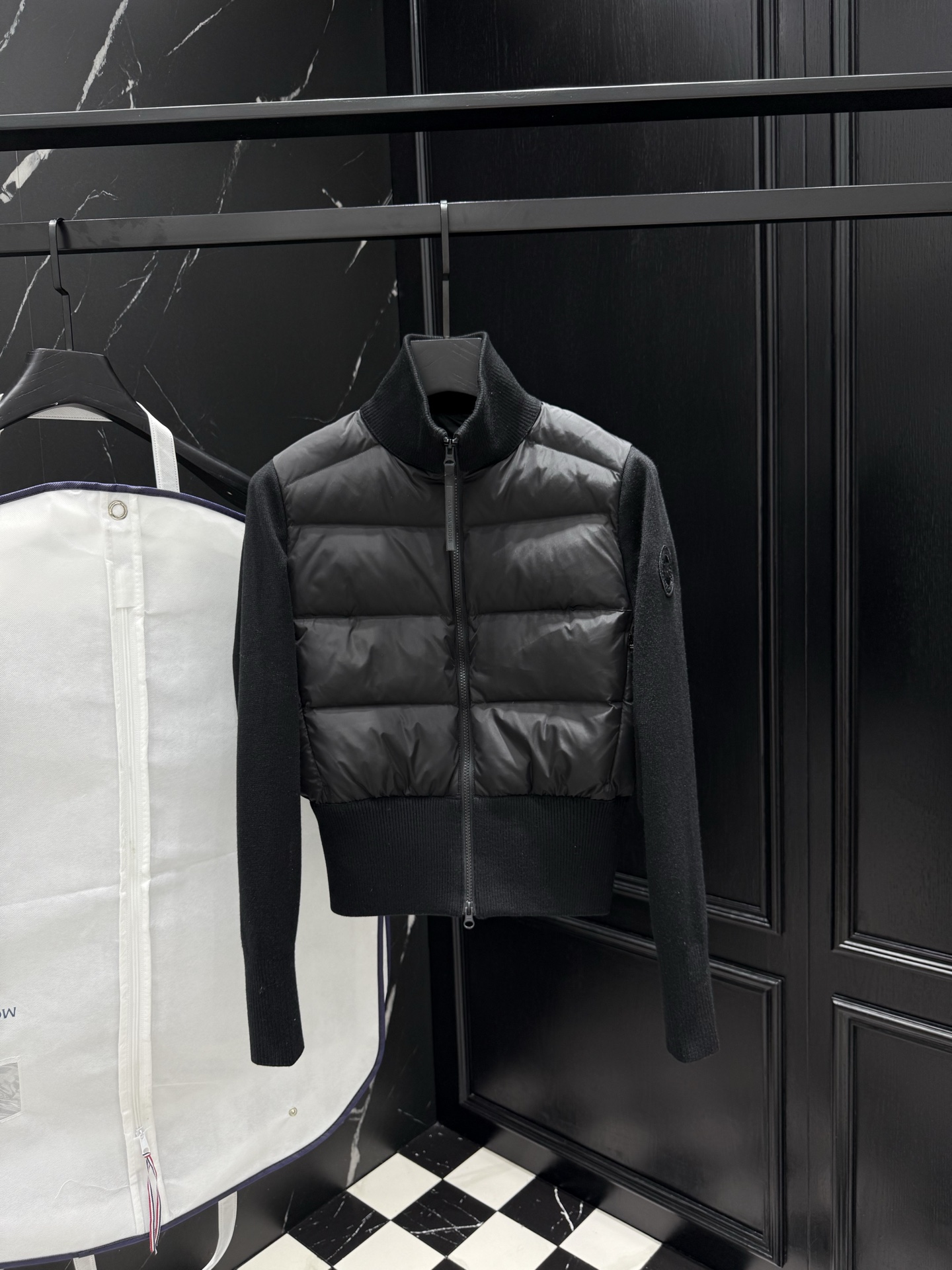 Moncler Women's Black Down Padded Cropped Cardigan Jacket - New Arrival