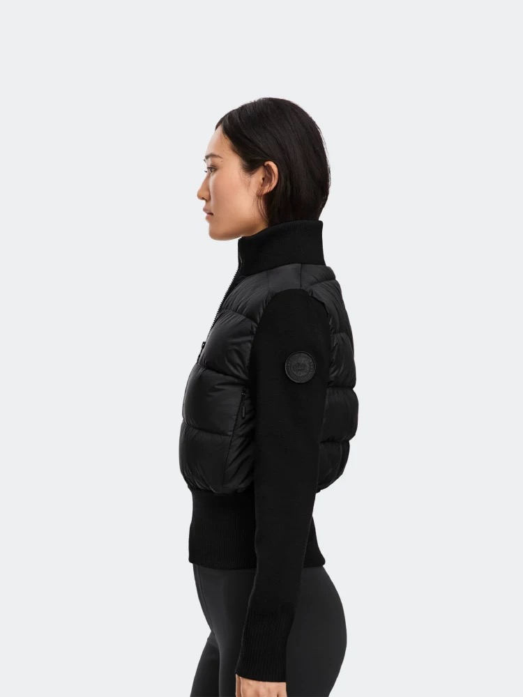 Moncler Black Padded Wool Cropped Jacket for Women - Stylish & Warm