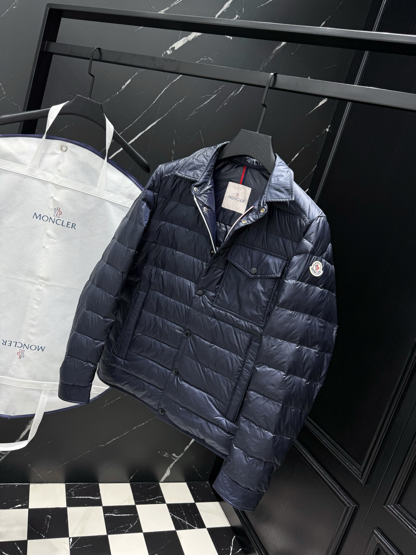 Moncler Men's Navy Down Padded Shirt Jacket Lightweight Outerwear 6 i1759677651644 9234 0 4