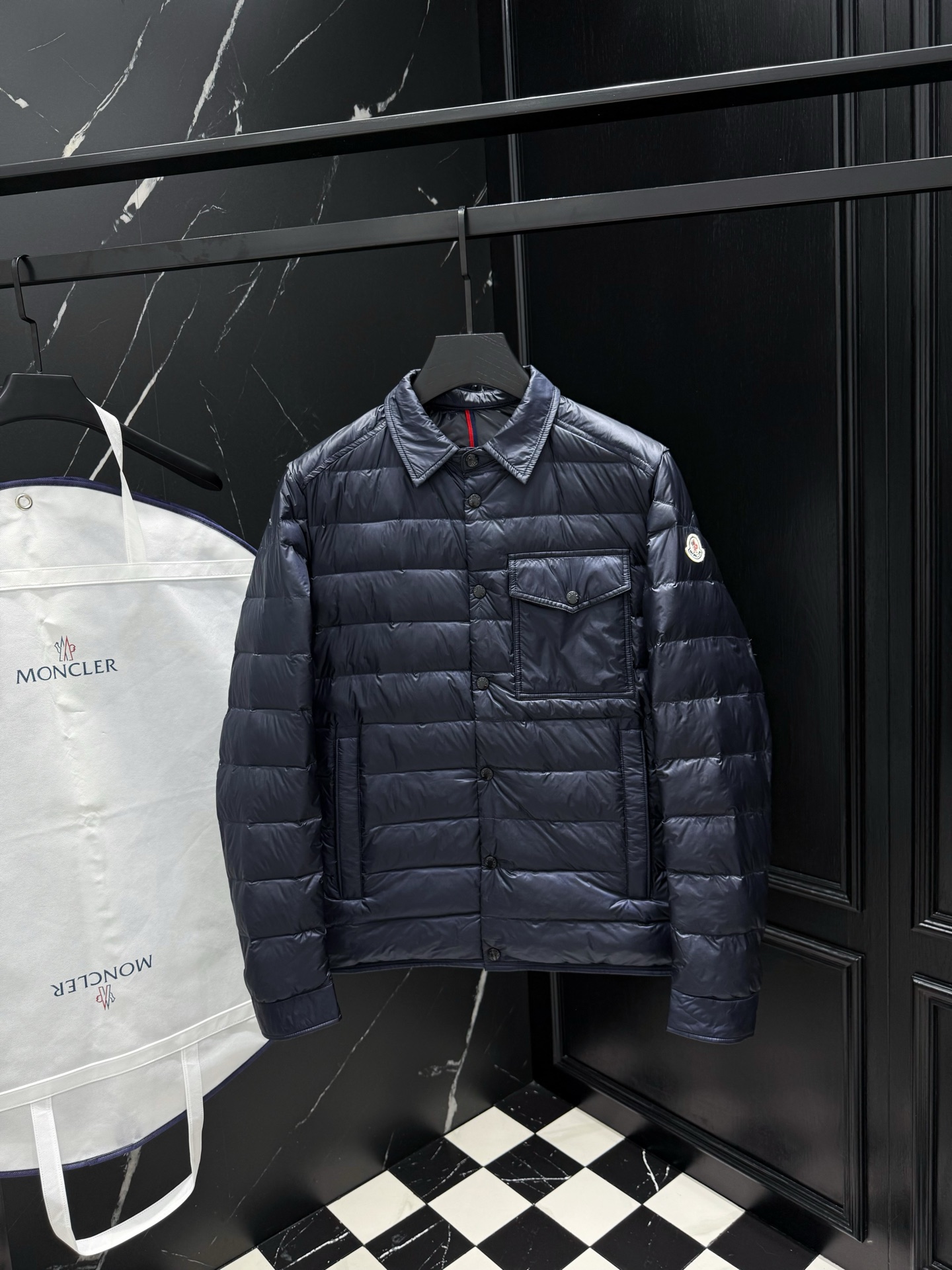 Moncler Men's Navy Down Padded Shirt Jacket Lightweight Outerwear 2 i1759677653042 893 0 0