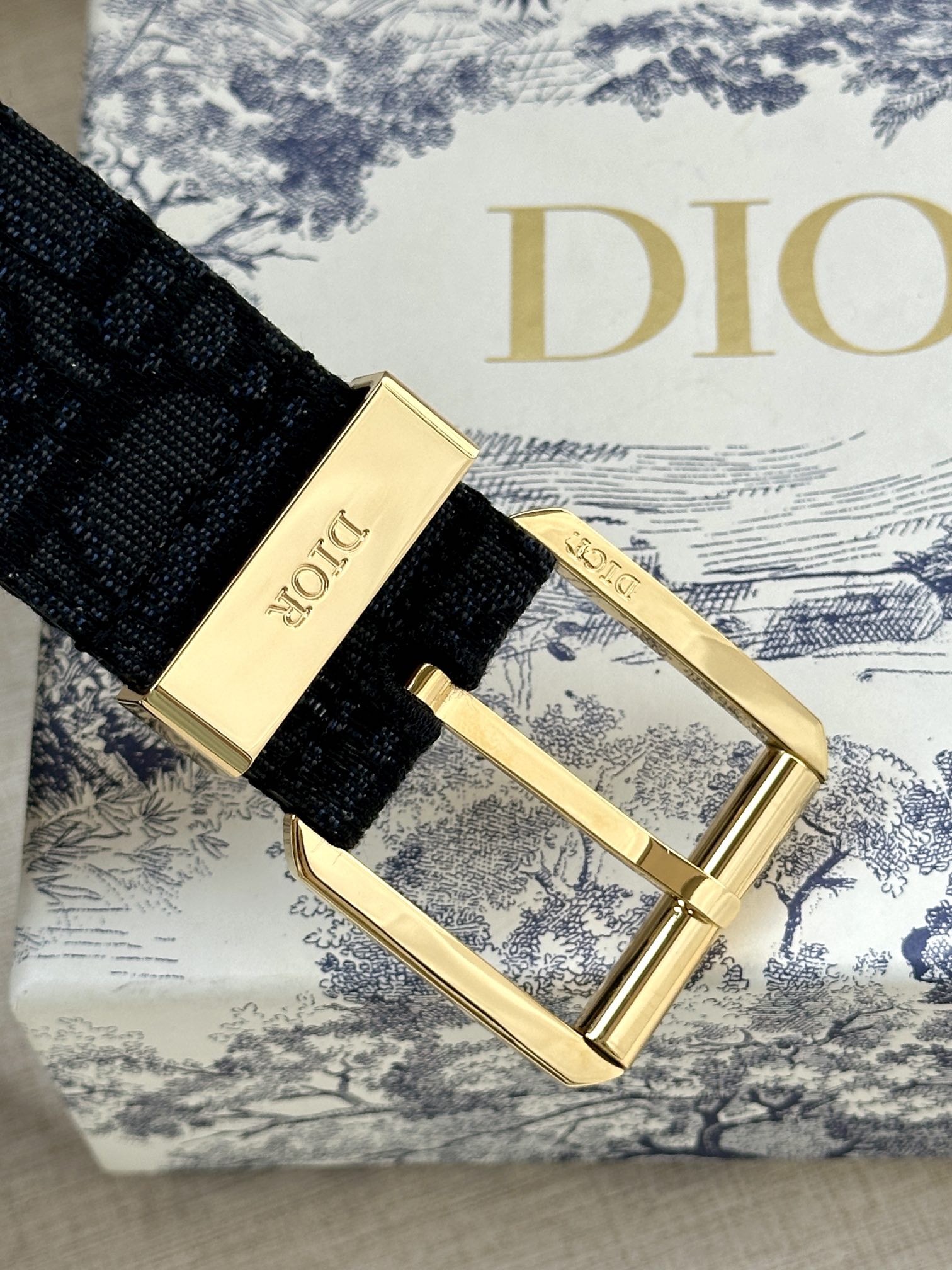 Dior 迪奥 DIOR 这款腰带采用黑色超迷你 Oblique 印花面料精心制作 搭配金属覆层黄铜腰带扣