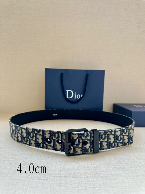 Dior Oblique Printed Fabric Belt with Black Grained Calfskin Lining, 4.0 cm Width 1 Dior Oblique Printed Fabric Belt with Black Grained Calfskin Lining, 4.0 cm Width