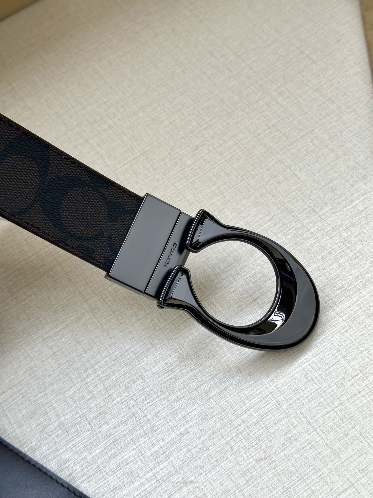 COACH Double Belt: Fine Leather & Classic Plaque Material, 3.8cm Wide – Versatile Style - 图片 2