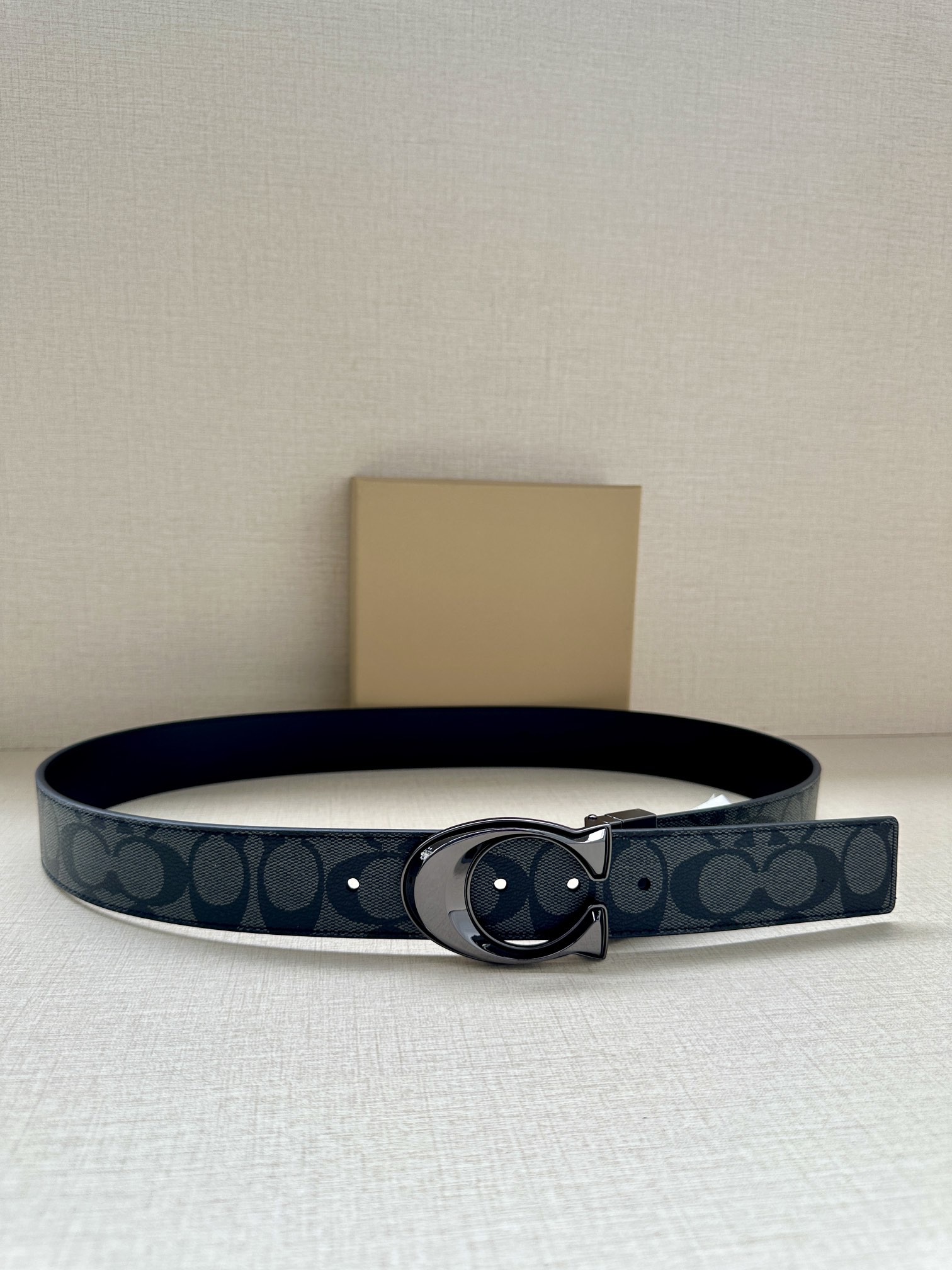 COACH Double Belt: Fine Leather and Classic Plaque Material, 3.8cm Wide – Versatile Style - 图片 1